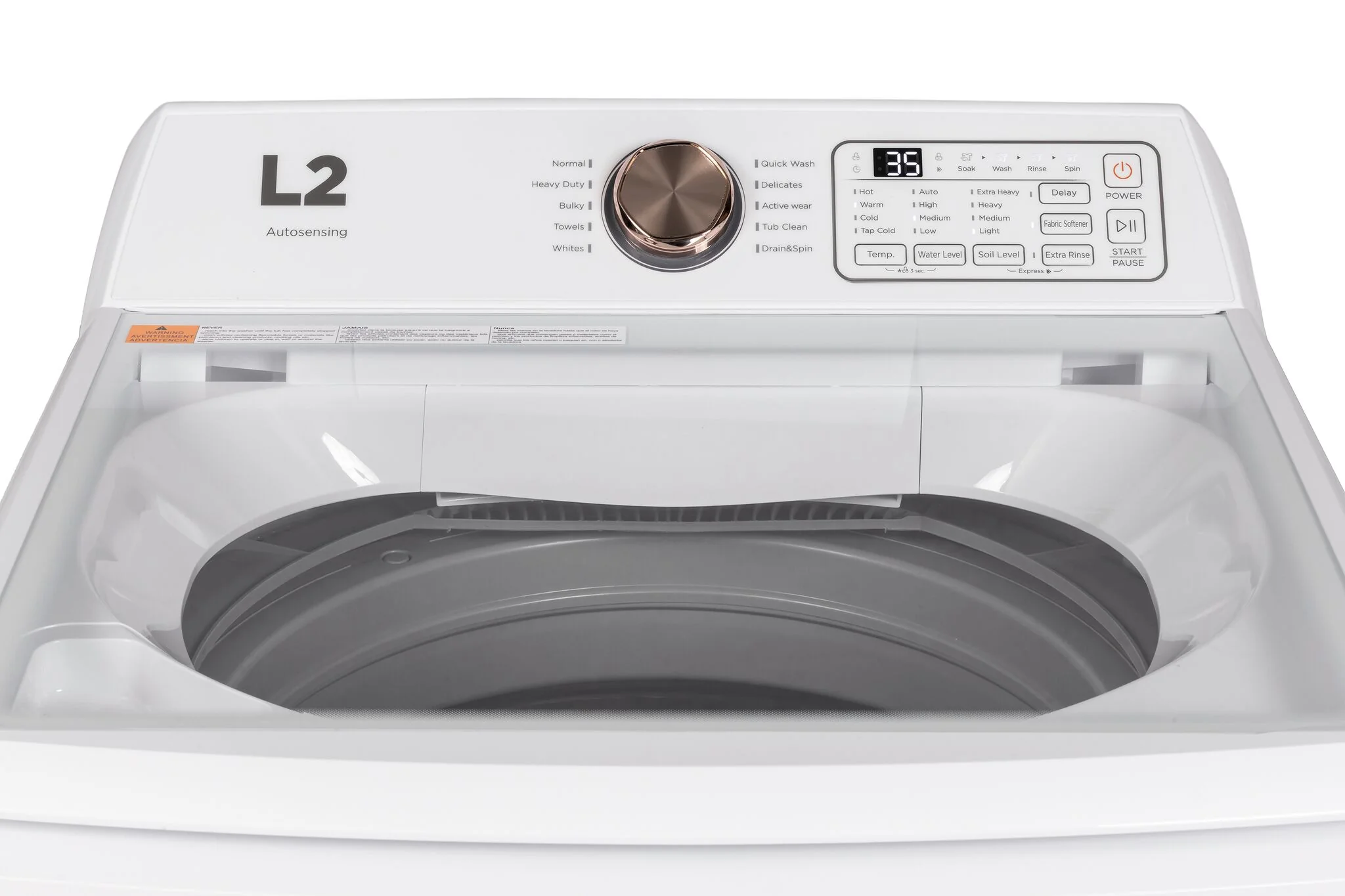 L2 White Top Load Electric Washer (4.7 Cu.ft) - LT47A3AWW - Image 4