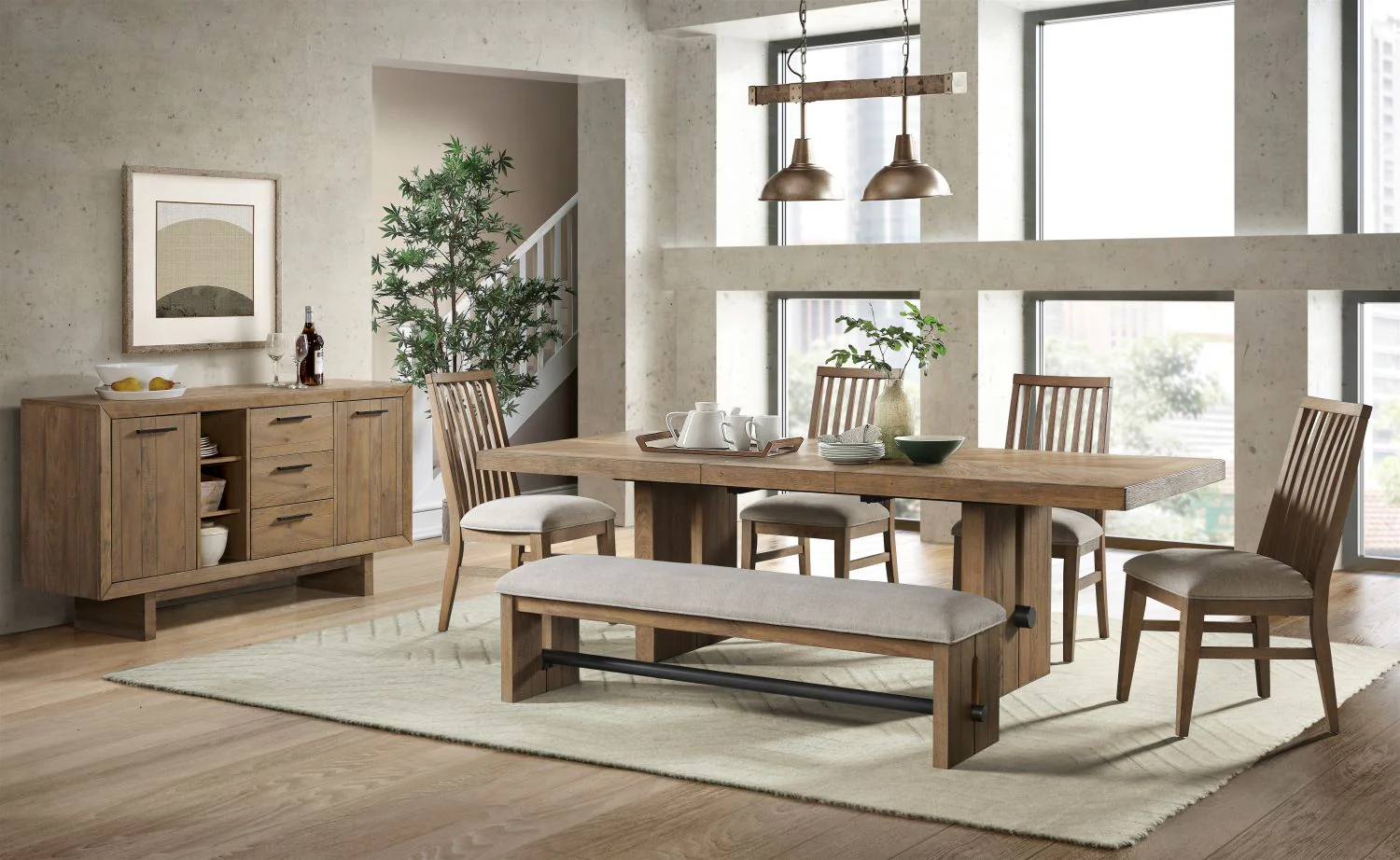 Landmark 6-Piece Extendable Dining Set - Brown, Beige - Image 2