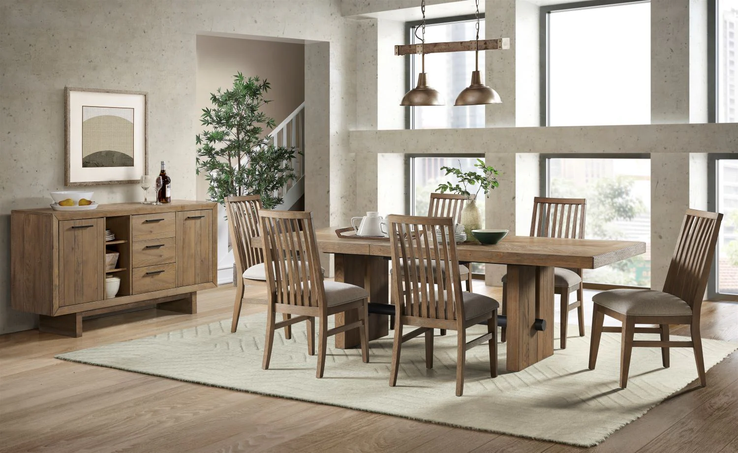 Landmark 7-Piece Extendable Dining Set - Brown, Beige - Image 2