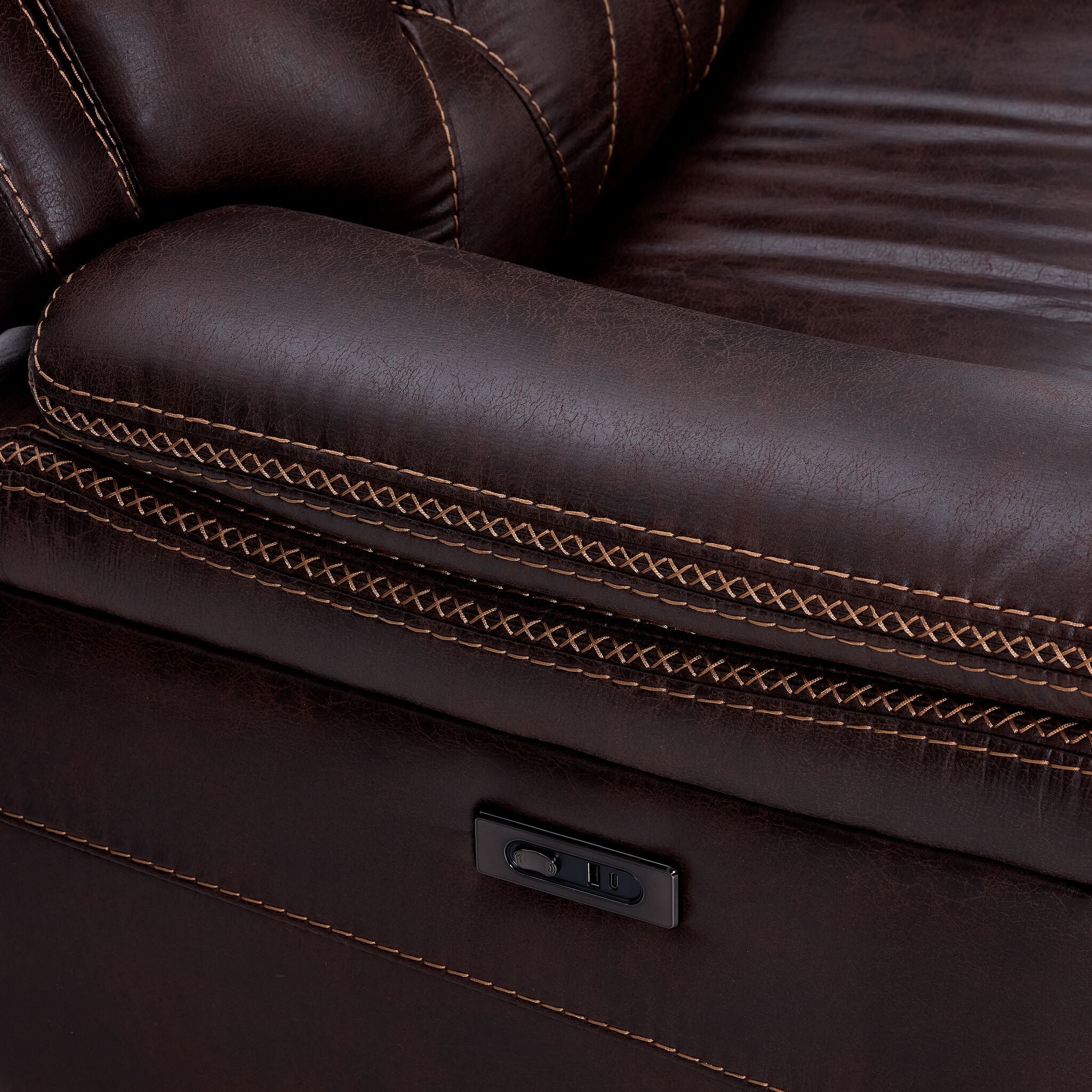 Laredo Power Reclining Sofa and Loveseat Set - Walnut - Image 4