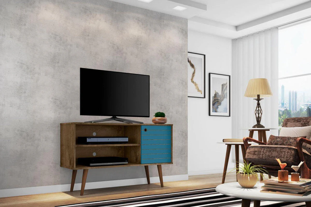Lekedi 42" TV Stand - Rustic Brown/Aqua Blue - Image 2