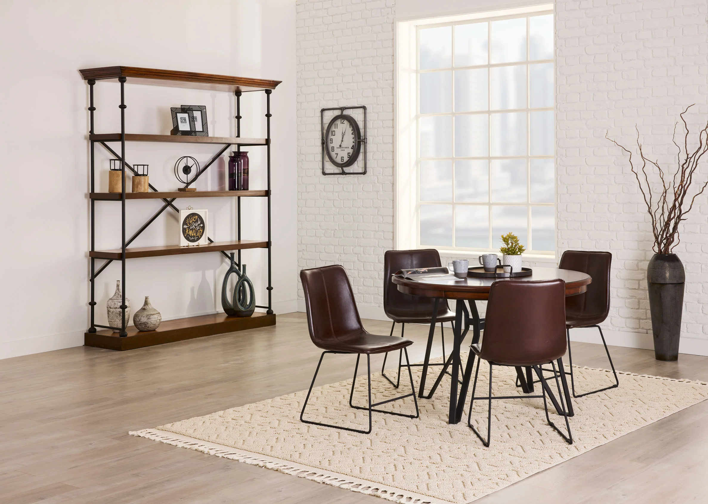 Leo 5-Piece Dining Set - Brown Cherry, Brown - Image 2