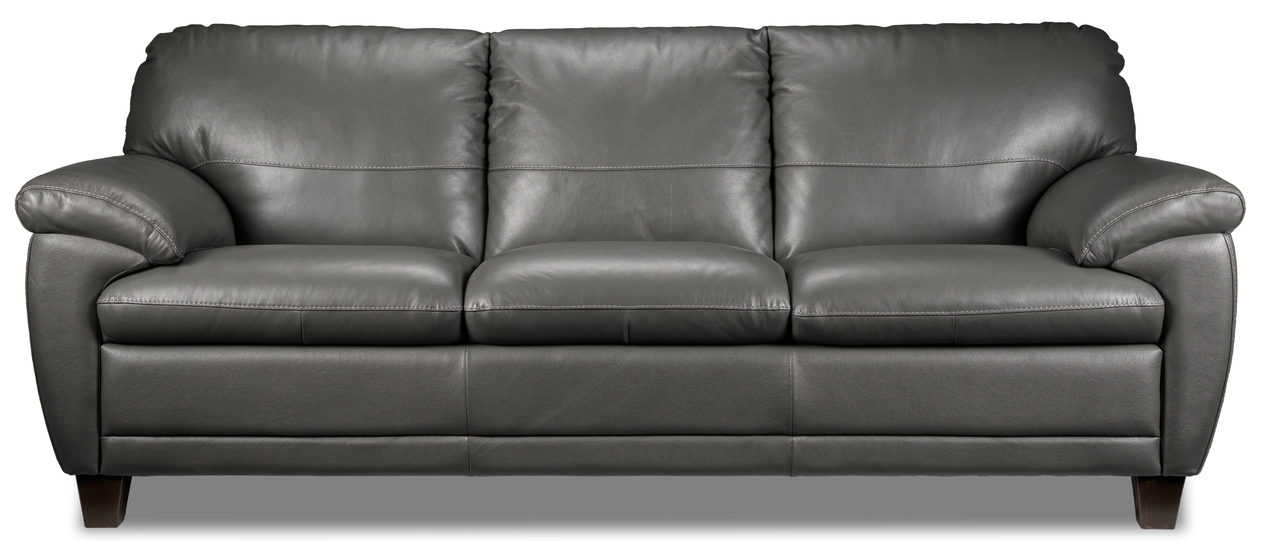 Leonardo Leather Sofa and Chair Set - Grey - Image 2