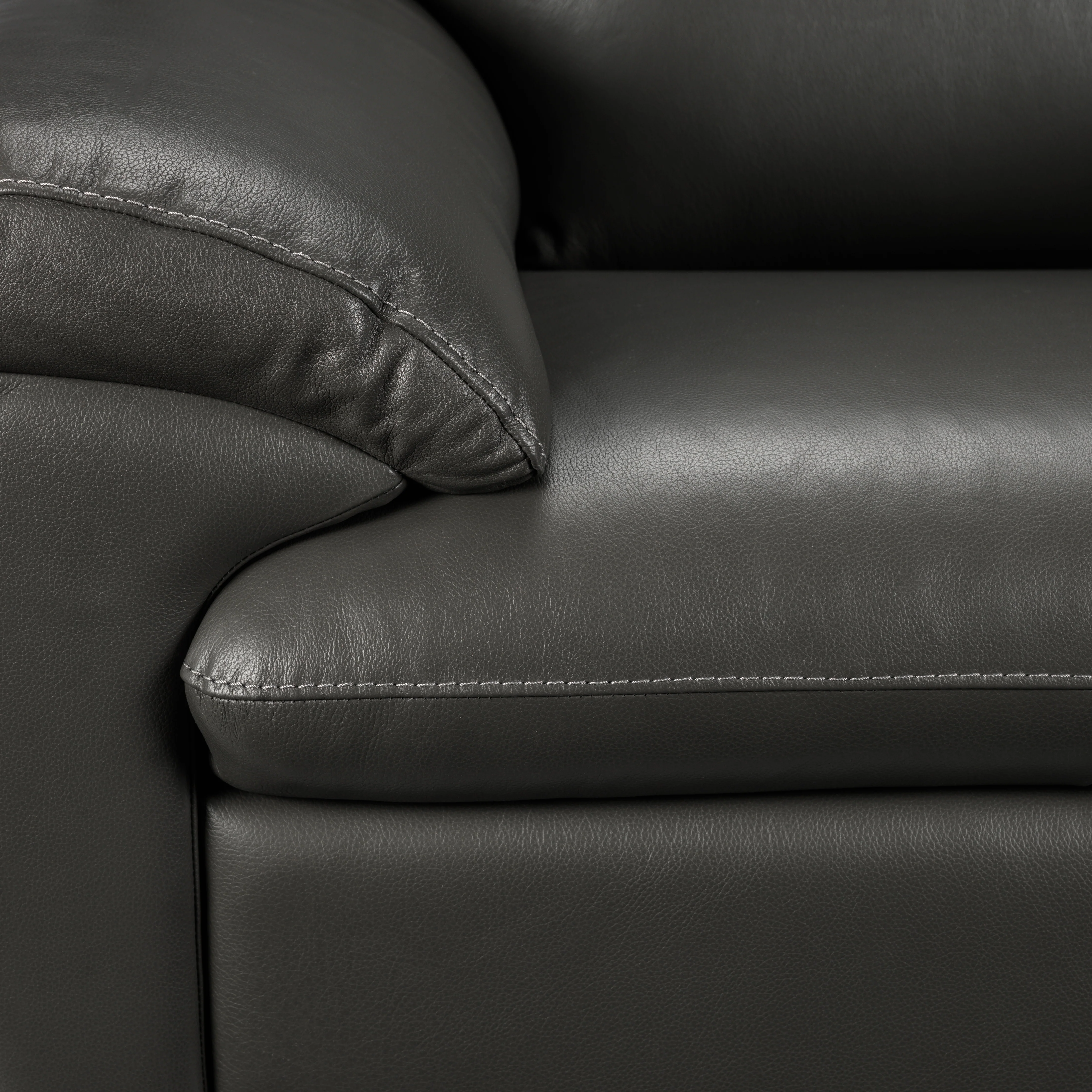 Leonardo Leather Sofa - Grey - Image 3