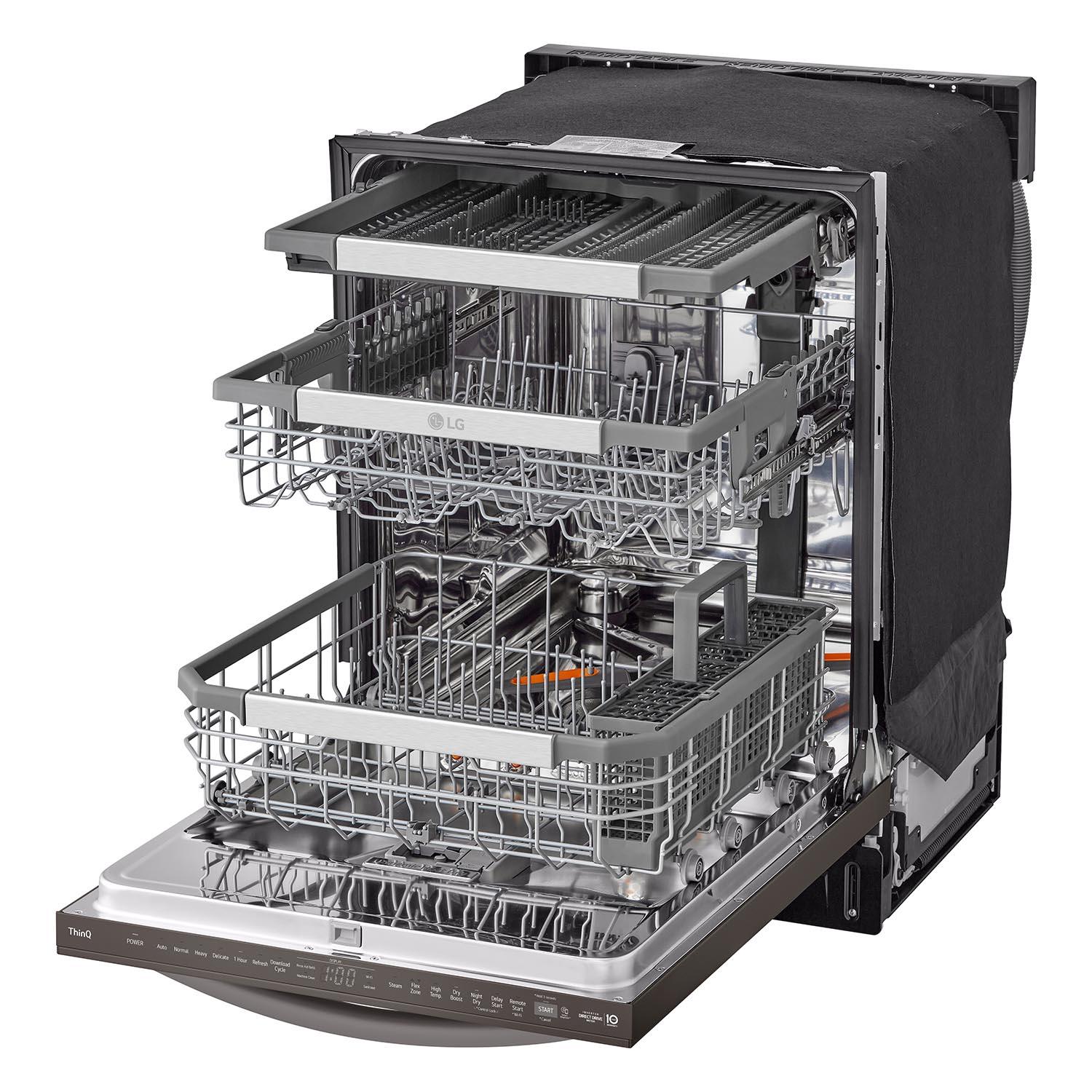 LG Black Stainless Steel Smart Dishwasher with 1-Hour Wash & Dry, QuadWash™ Pro, TrueSteam® and Dynamic Heat Dry™ - LDTH7972D - Image 2