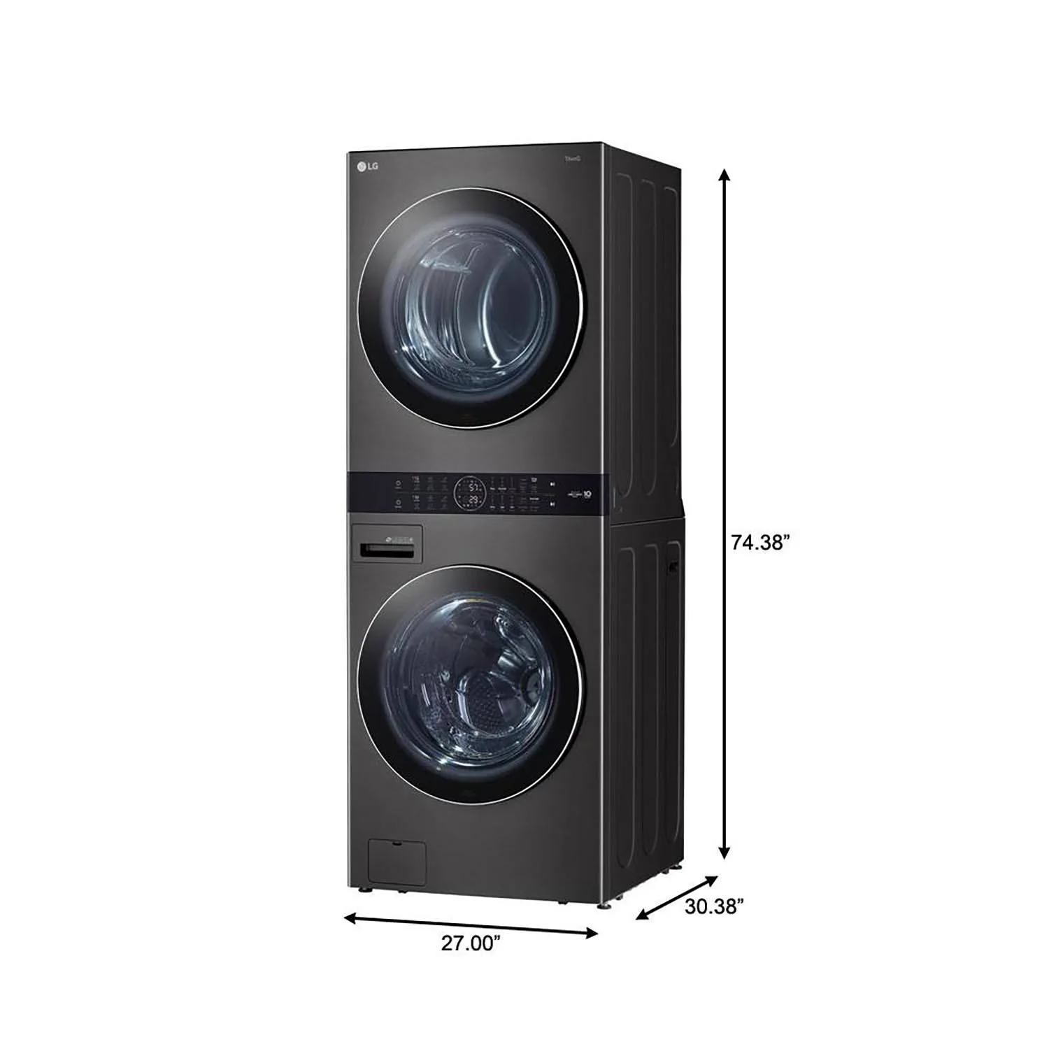 LG Black Stainless Steel Wash Tower™ 5.2 Cu. Ft. Front Load Washer and 7.4 Cu. Ft. Gas Dryer - WKGX201HBA - Image 2