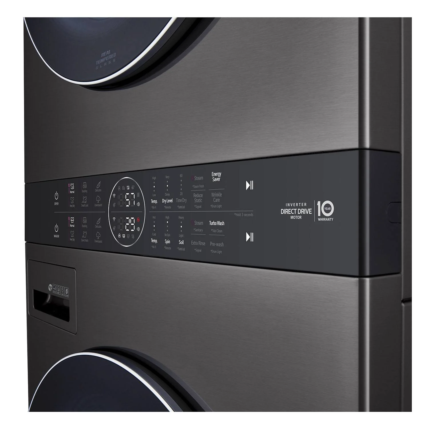 LG Black Stainless Steel Wash Tower™ 5.2 Cu. Ft. Front Load Washer and 7.4 Cu. Ft. Gas Dryer - WKGX201HBA - Image 9