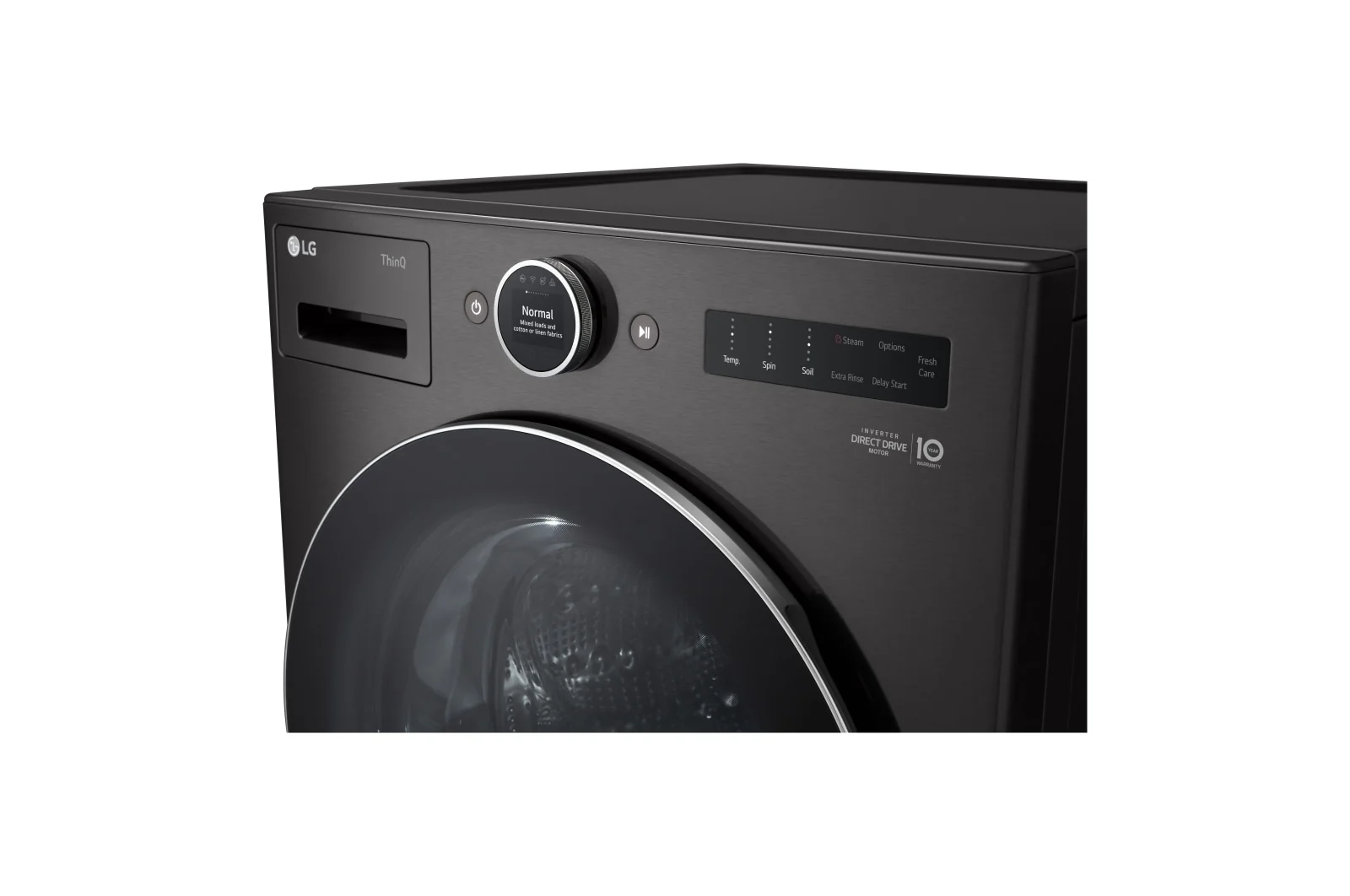 LG Black Steel 5.8 cu. ft. Front Load Washer with AI DD™ 2.0 and LCD Knob - WM6700HBA - Image 8