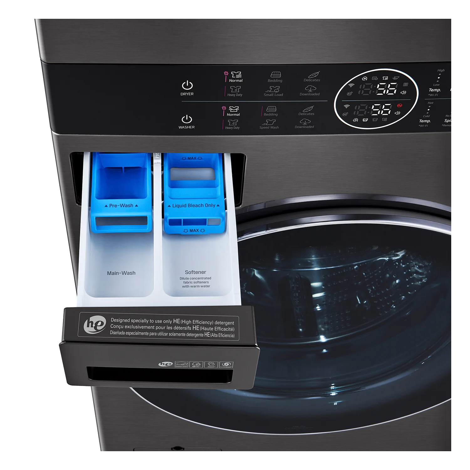 LG Black Steel Front Load LG WashTower™ with Centre Control™ 5.2 Cu. Ft. Steam Washer and 7.4 Cu. Ft. Electric Steam Dryer - WKEX200HBA - Image 5