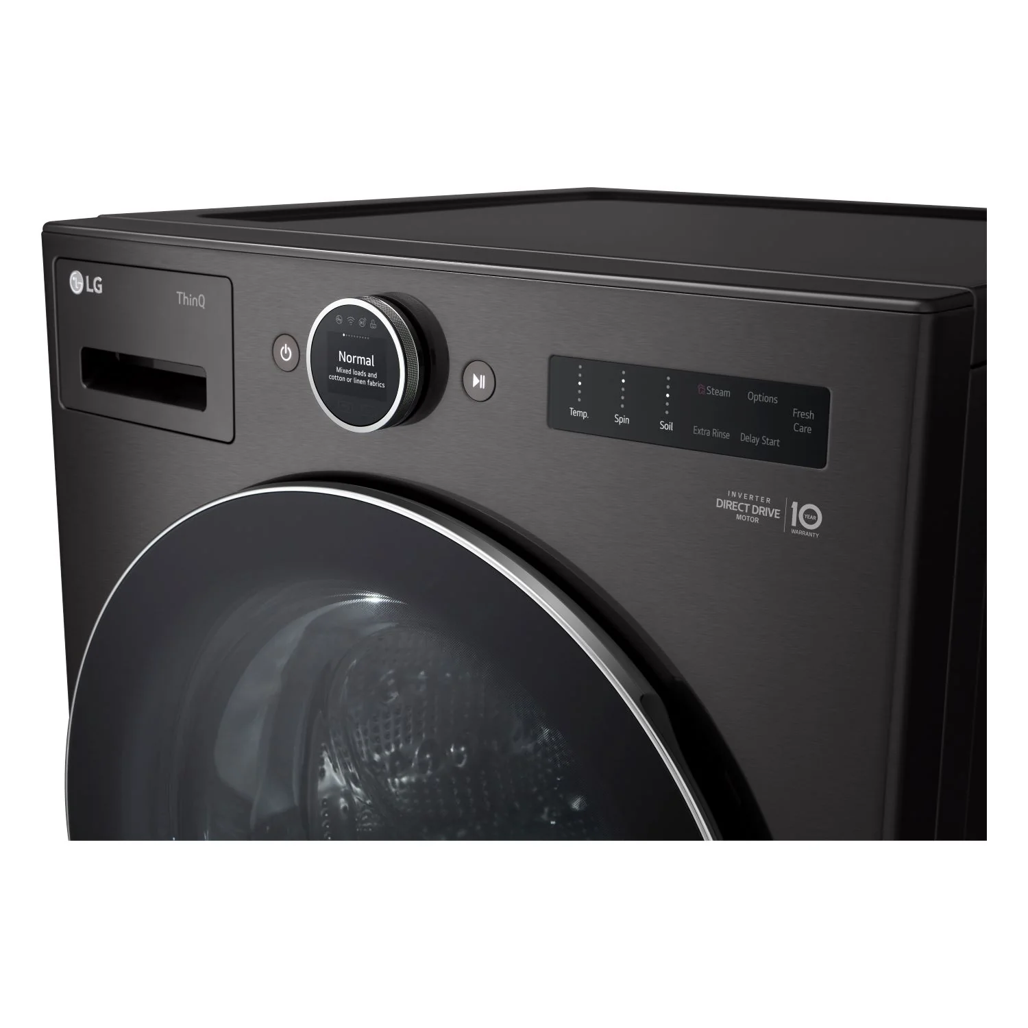 LG Black Steel Front Load Washer with AI DD™ 2.0 and LCD Knob (5.8 cu. ft) & Ultra Large Capacity Smart Front Load Dryer with Built-In Intelligence & TurboSteam® (7.4 cu. ft) - WM6700HBA/DLEX6700B - Image 6