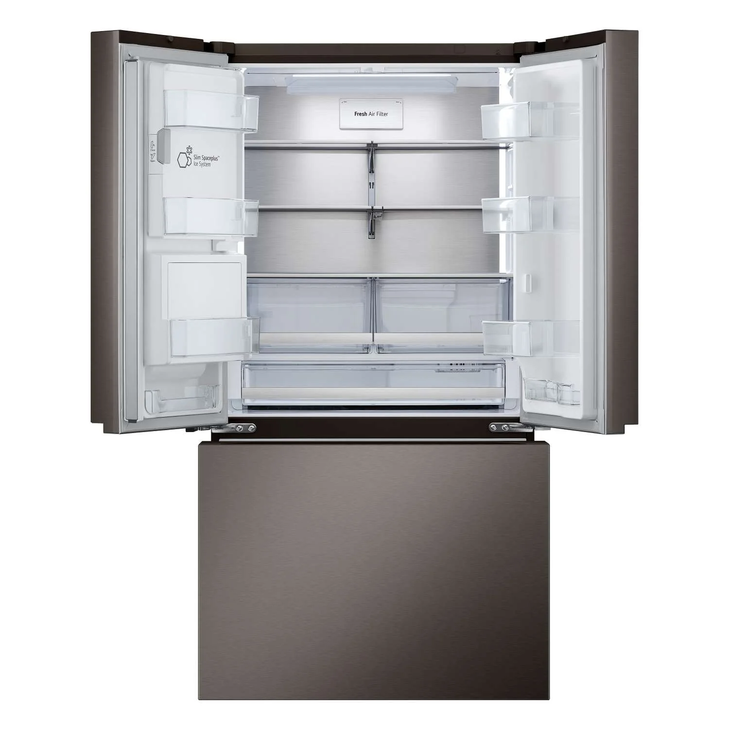 LG 35.75" 26 Cu. Ft. Black Stainless Steel Smart Counter-Depth MAX™  French Door Refrigerator with Four Types of Ice - LRYXC2606D - Image 3