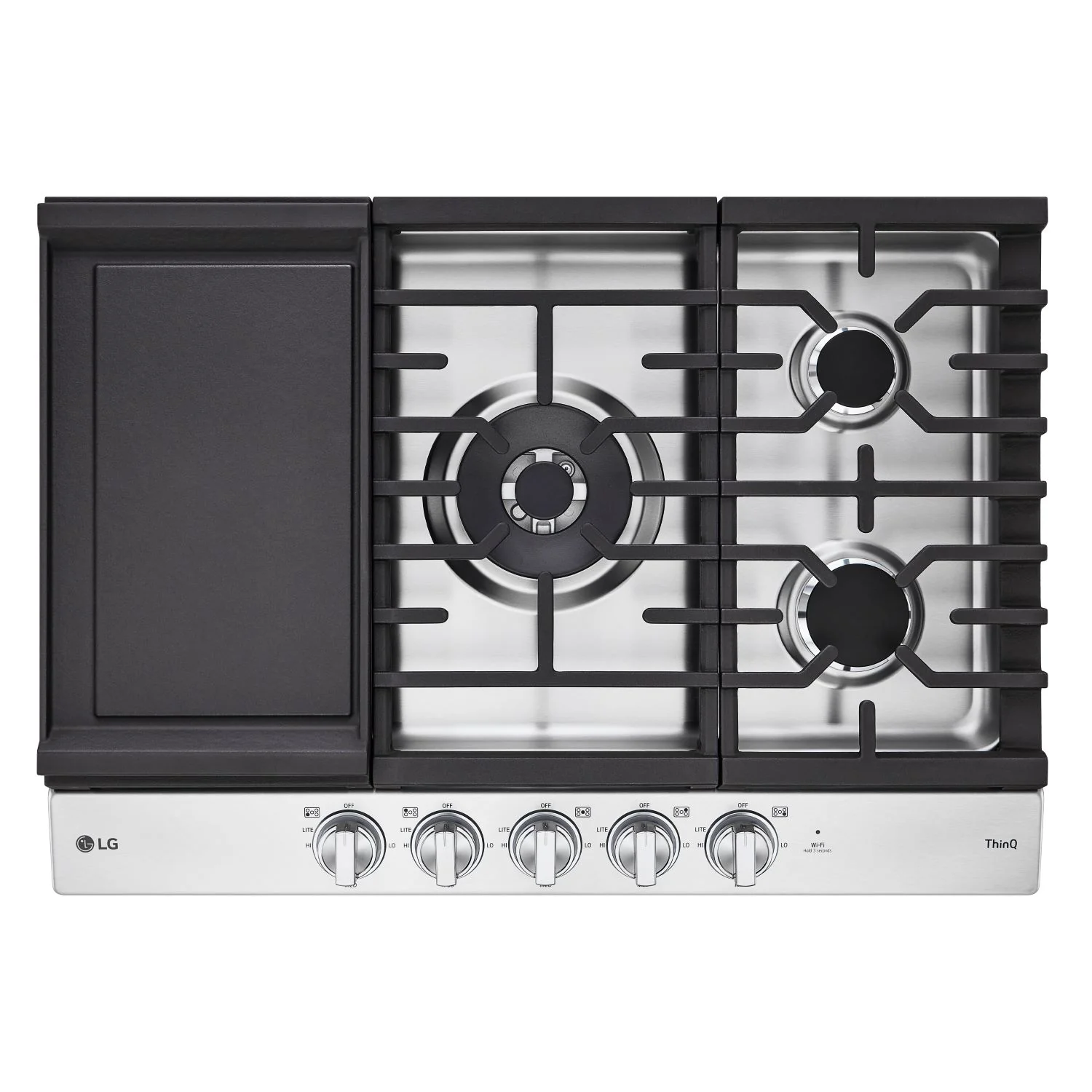 LG Stainless Steel 30” Smart Gas Cooktop with 22K BTU, 
EasyClean® Cooktop, and ThinQ® - CBGJ3027S - Image 2