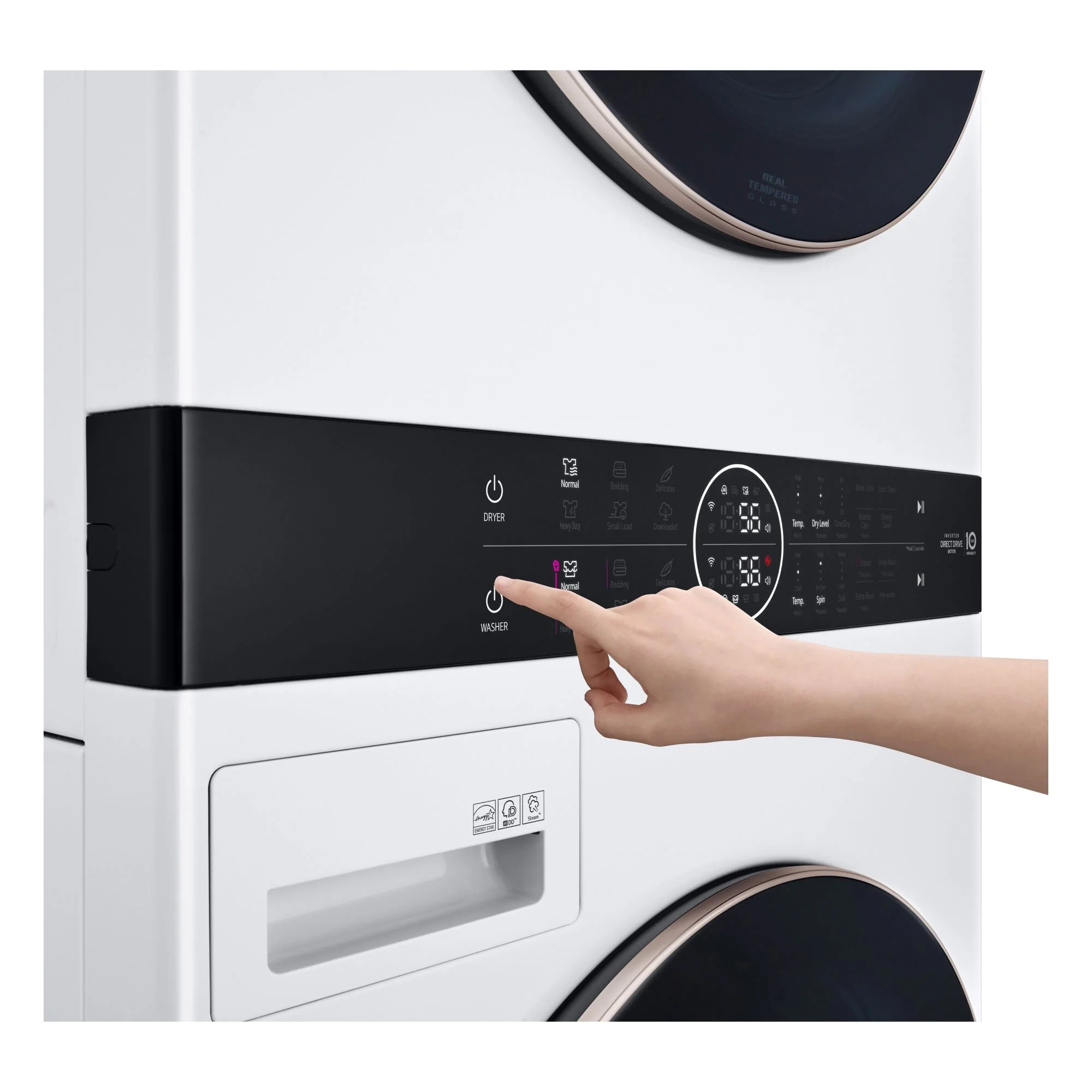 LG White Front Load LG WashTower™ with Centre Control™ 5.2 Cu.Ft. Steam Washer and 7.4 Cu. Ft. Electric Dryer - WKE100HWA - Image 4