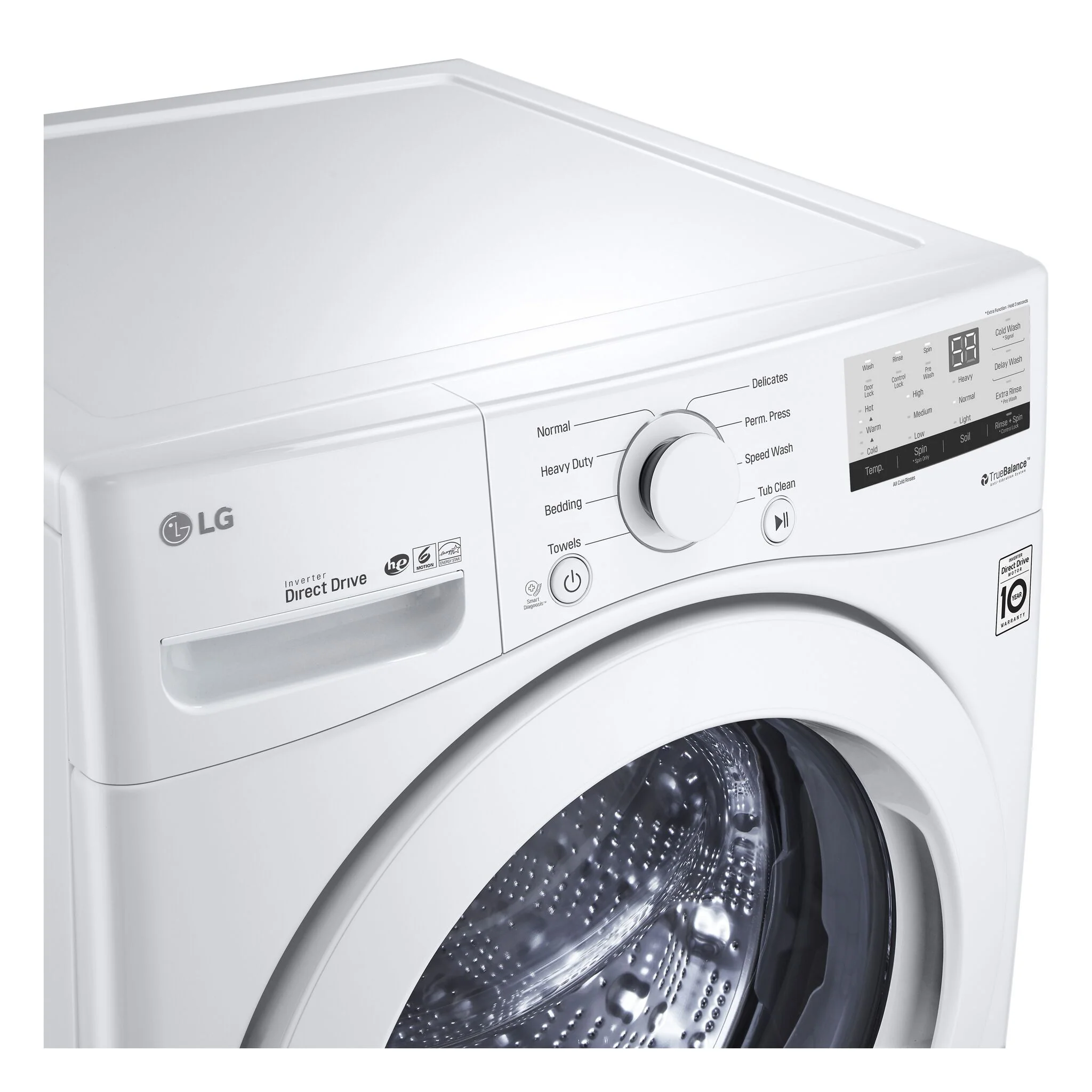 LG White Front Load Washer with 6Motion™ Technology (5.2 Cu.Ft) - WM3400CW - Image 3