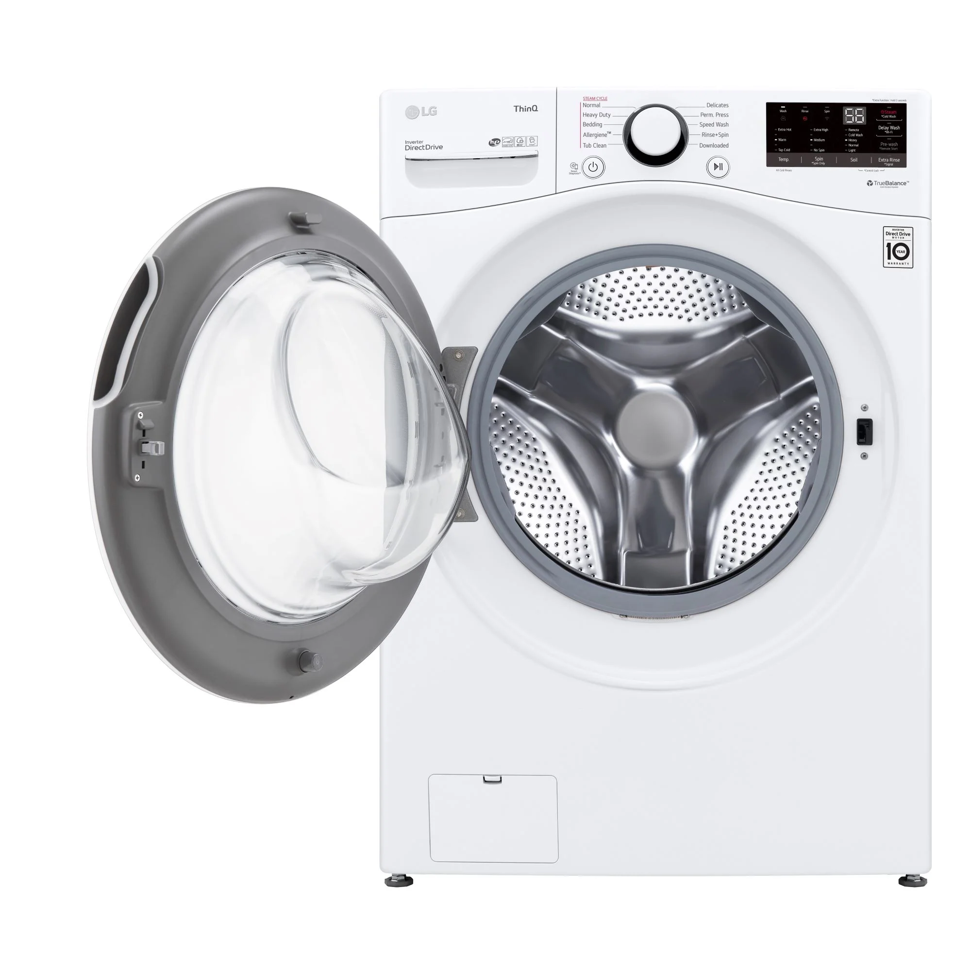 LG White Smart Wi-Fi Enabled Steam Front Load Washer with AI Direct Drive Technology (5.2 Cu.Ft) WM3600HWA - Image 3
