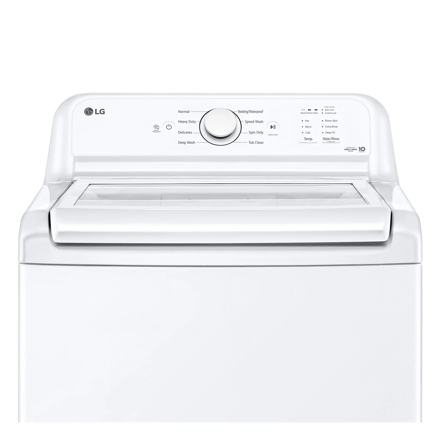 LG White Top Load Washer with Agitator and SlamProof® Glass Lid (4.8 Cu. Ft) & Dryer with Sensor Dry (7.3 Cu. Ft) - WT6105CW/DLE6100W - Image 4