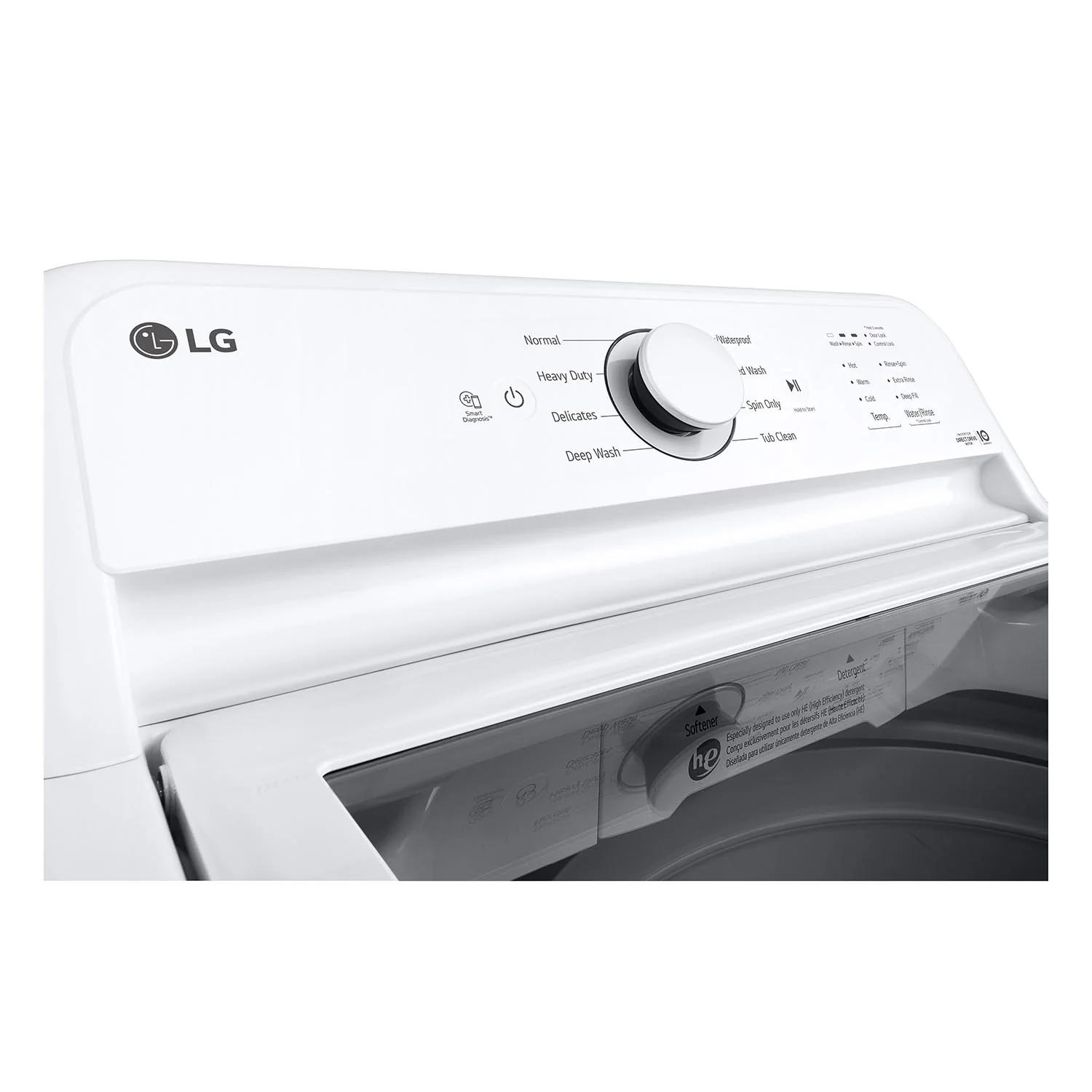 LG White Top Load Washer with Agitator and SlamProof® Glass Lid (4.8 Cu. Ft) -WT6105CW - Image 8