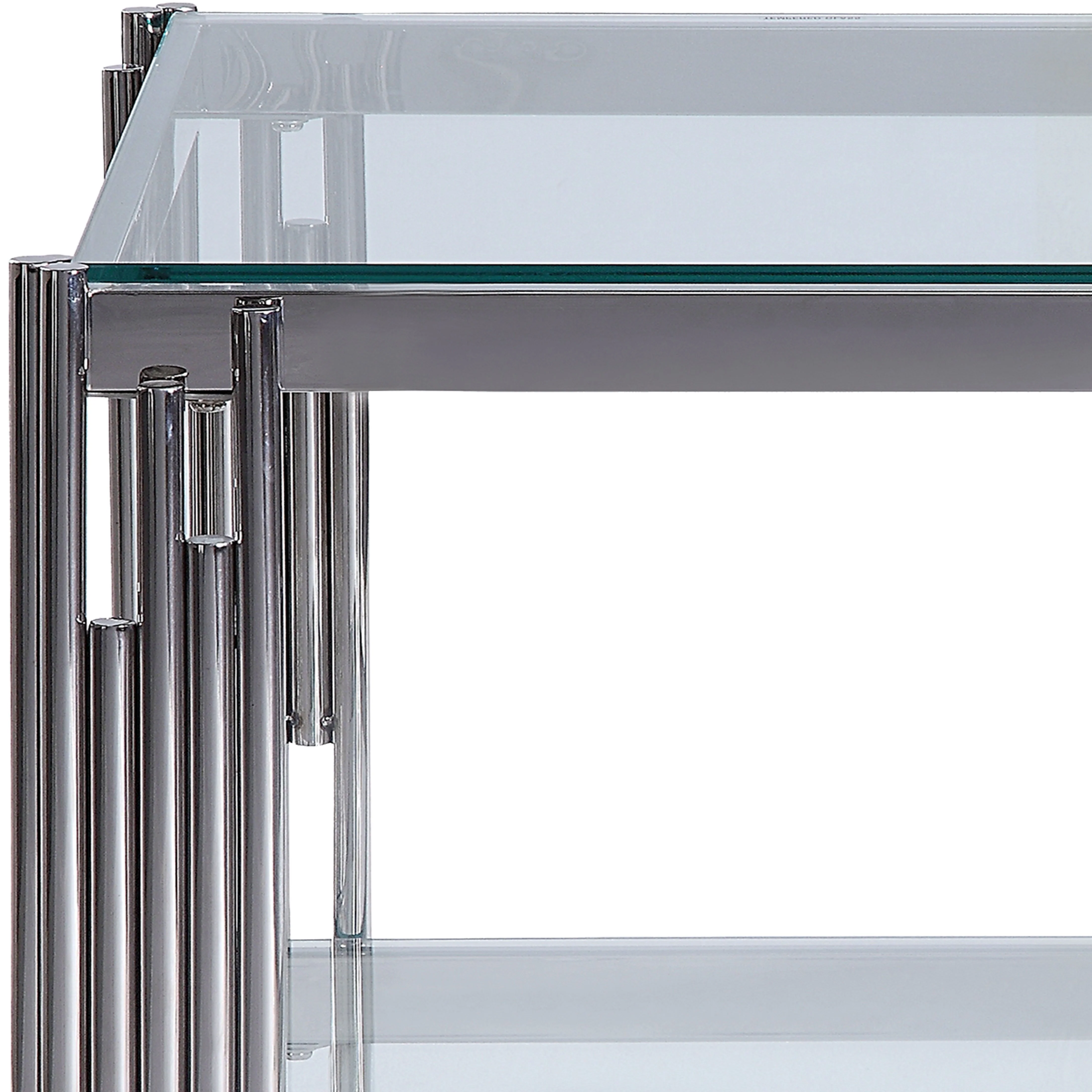 Liana 47" Coffee Table - Glass and Stainless Steel - Image 3