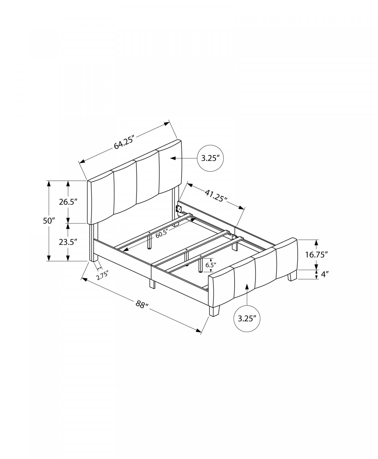 Lillian Queen Bed - Grey - Image 3
