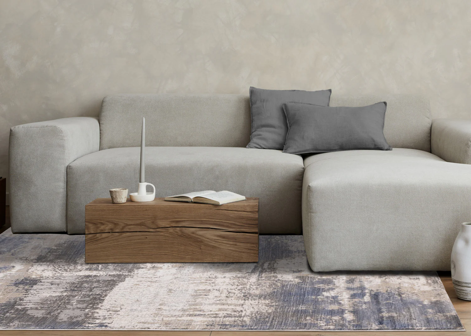 Logan Casual Contemporary Area Rug - 5' X 8' - Cream/Blue/Grey - Image 3