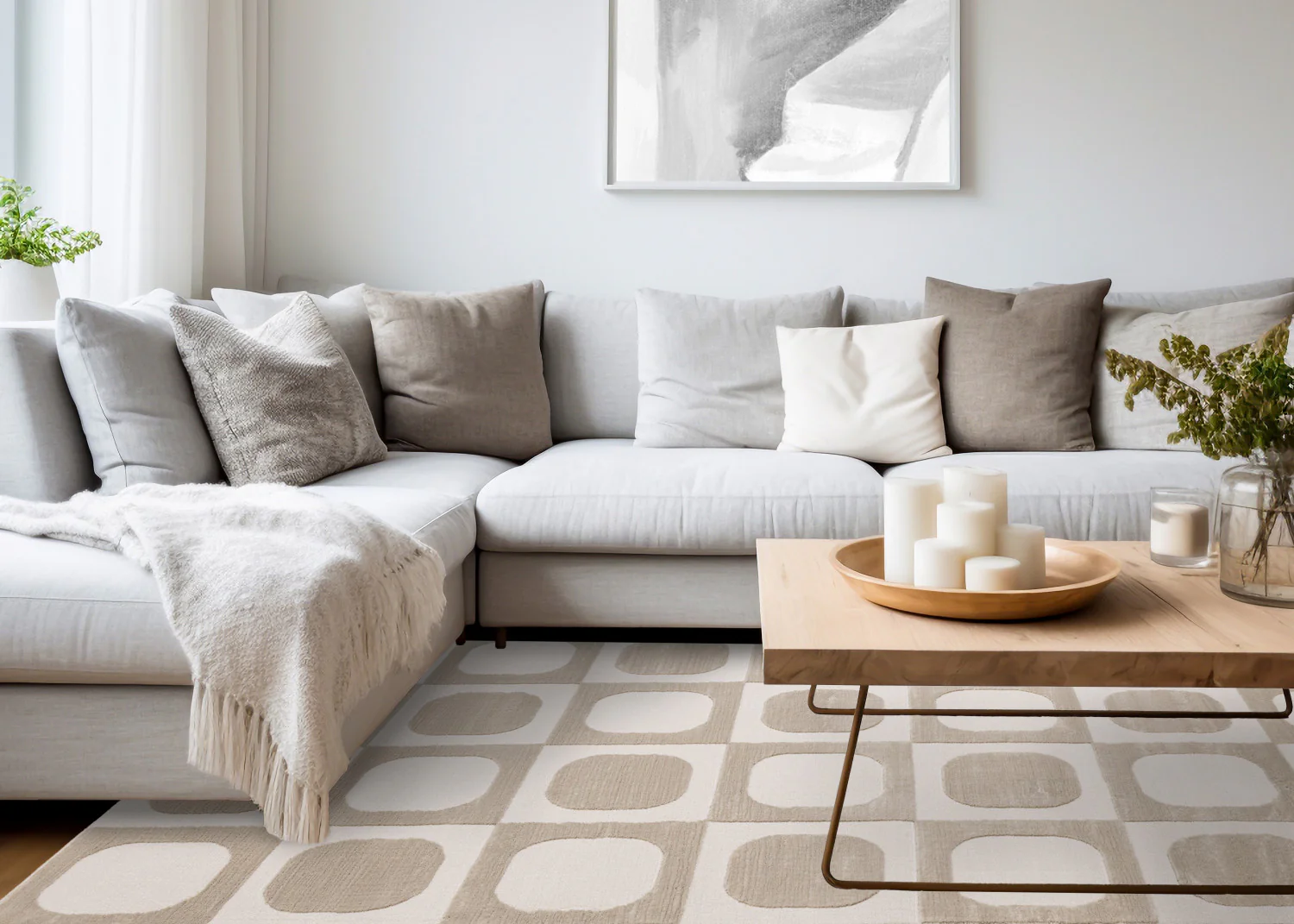 Logan Contemporary Modern Area Rug - 8' X 11' - Beige/Cream - Image 3