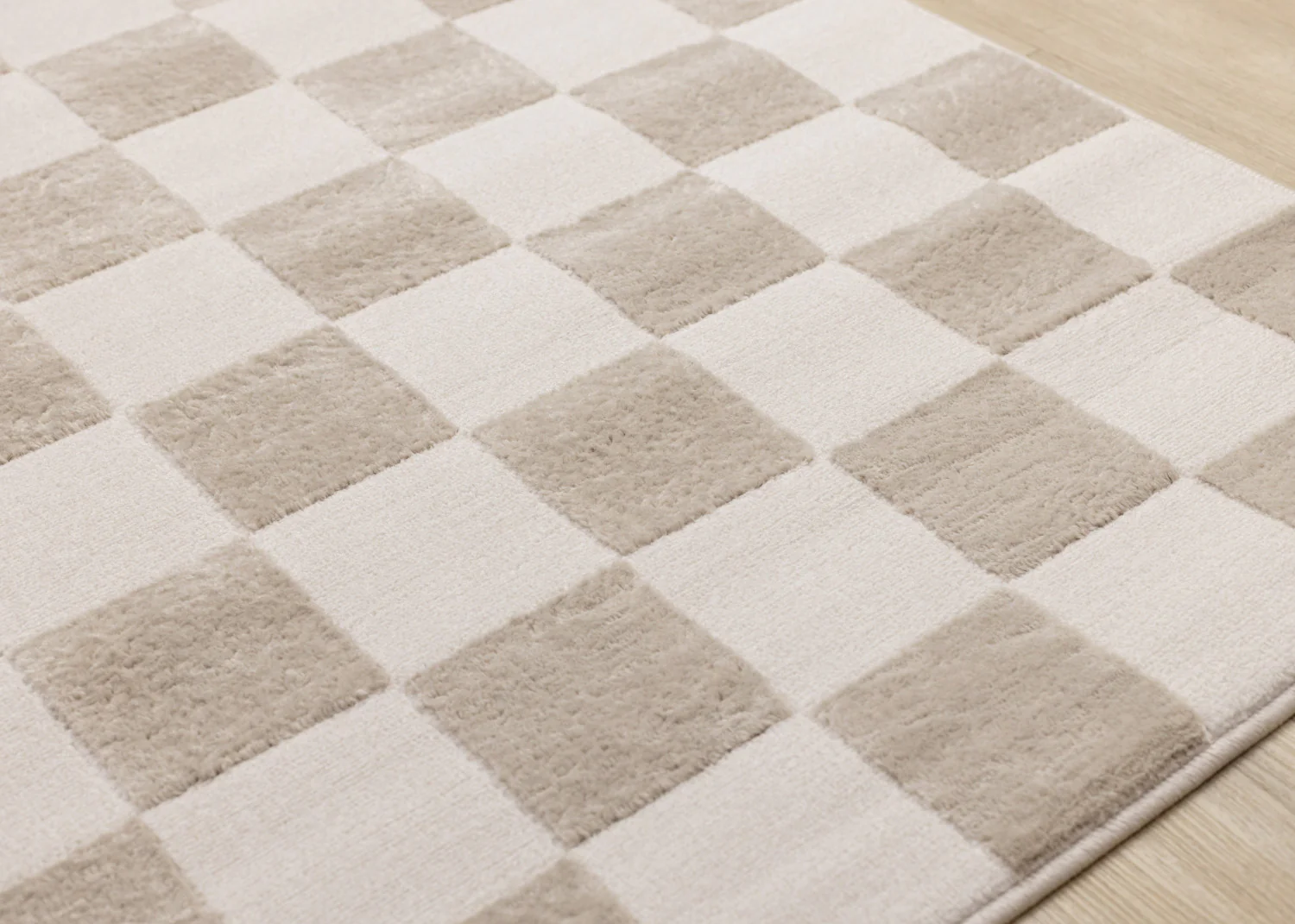 Logan Modern Checkered Area Rug - 5' X 8' - Beige/Cream - Image 4