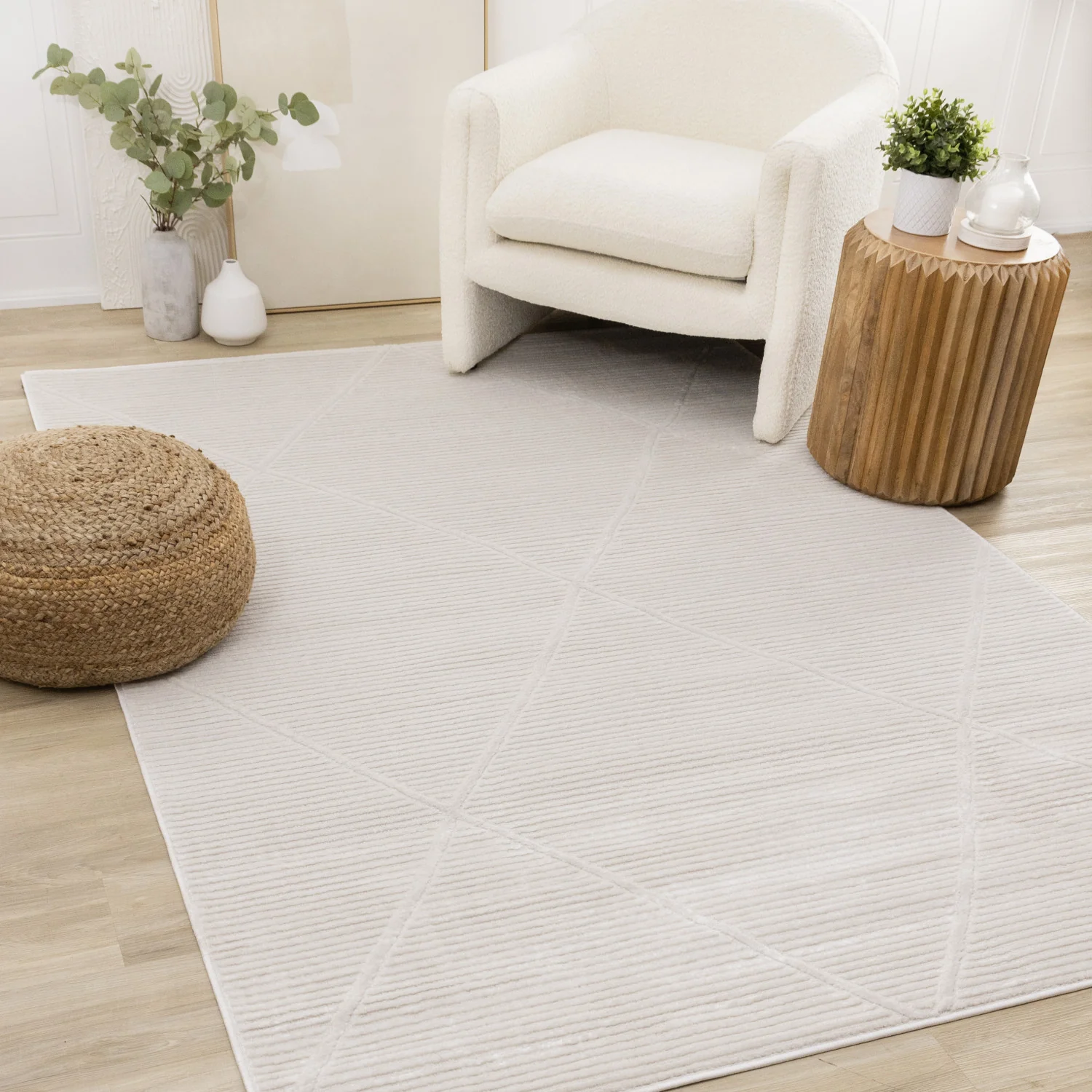 Logan Modern Lines Area Rug - 5' X 8' - Cream - Image 2
