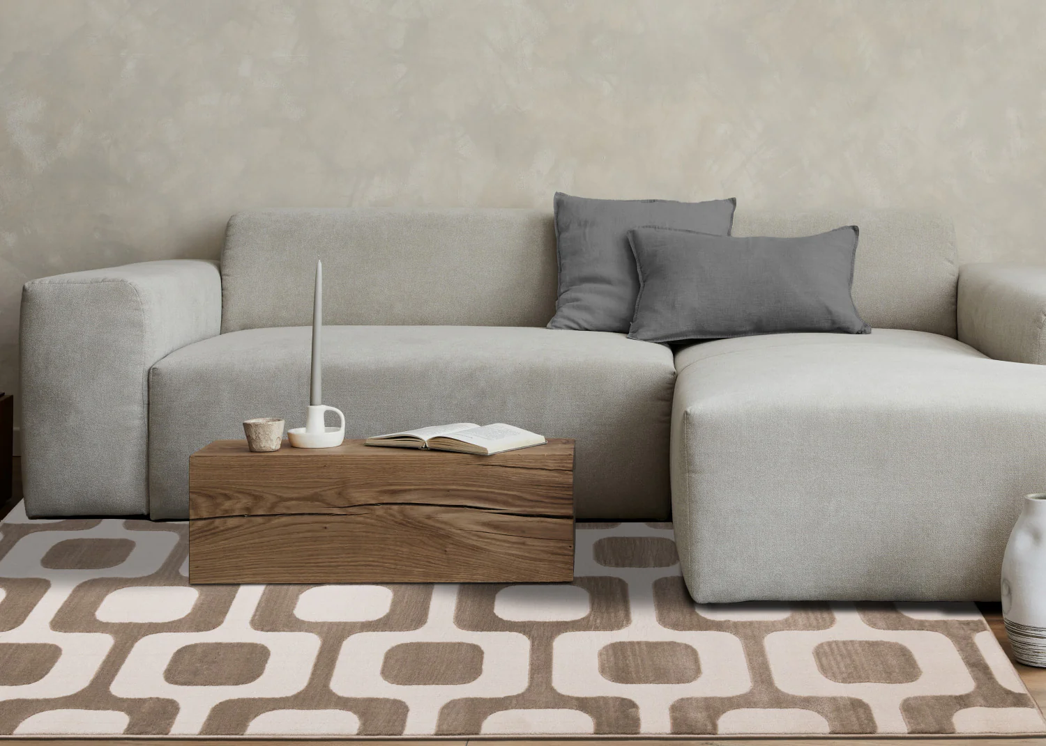 Logan Modern Vintage Area Rug - 5' X 8' - Brown/Cream - Image 3