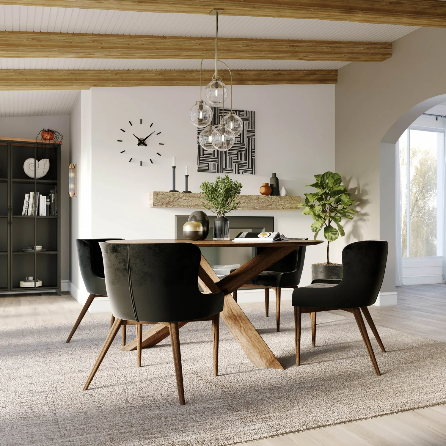 Lunvik Dining Chair - Black Velvet - Set of Two - Image 3