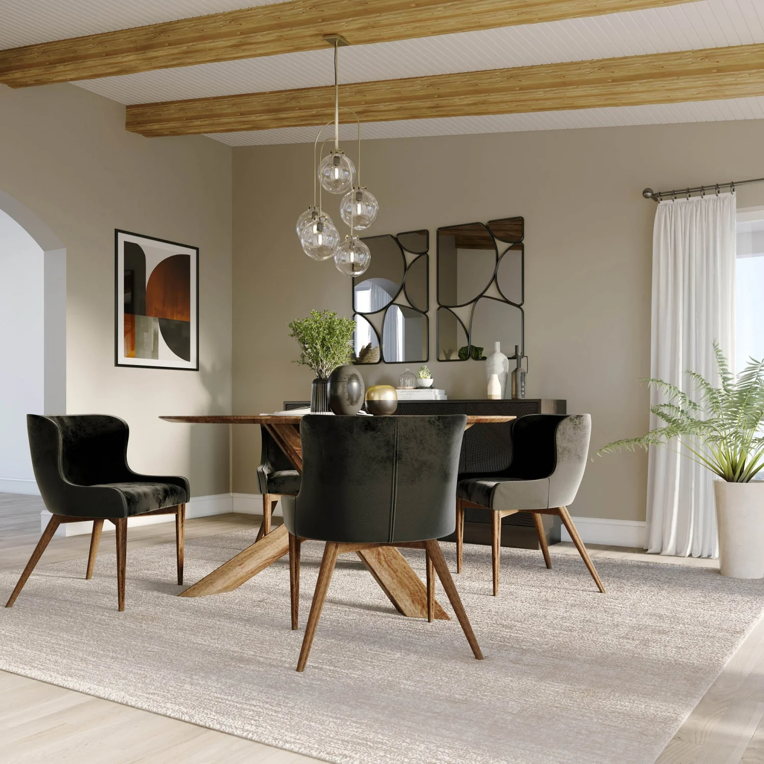 Lunvik Dining Chair - Black Velvet - Set of Two - Image 4