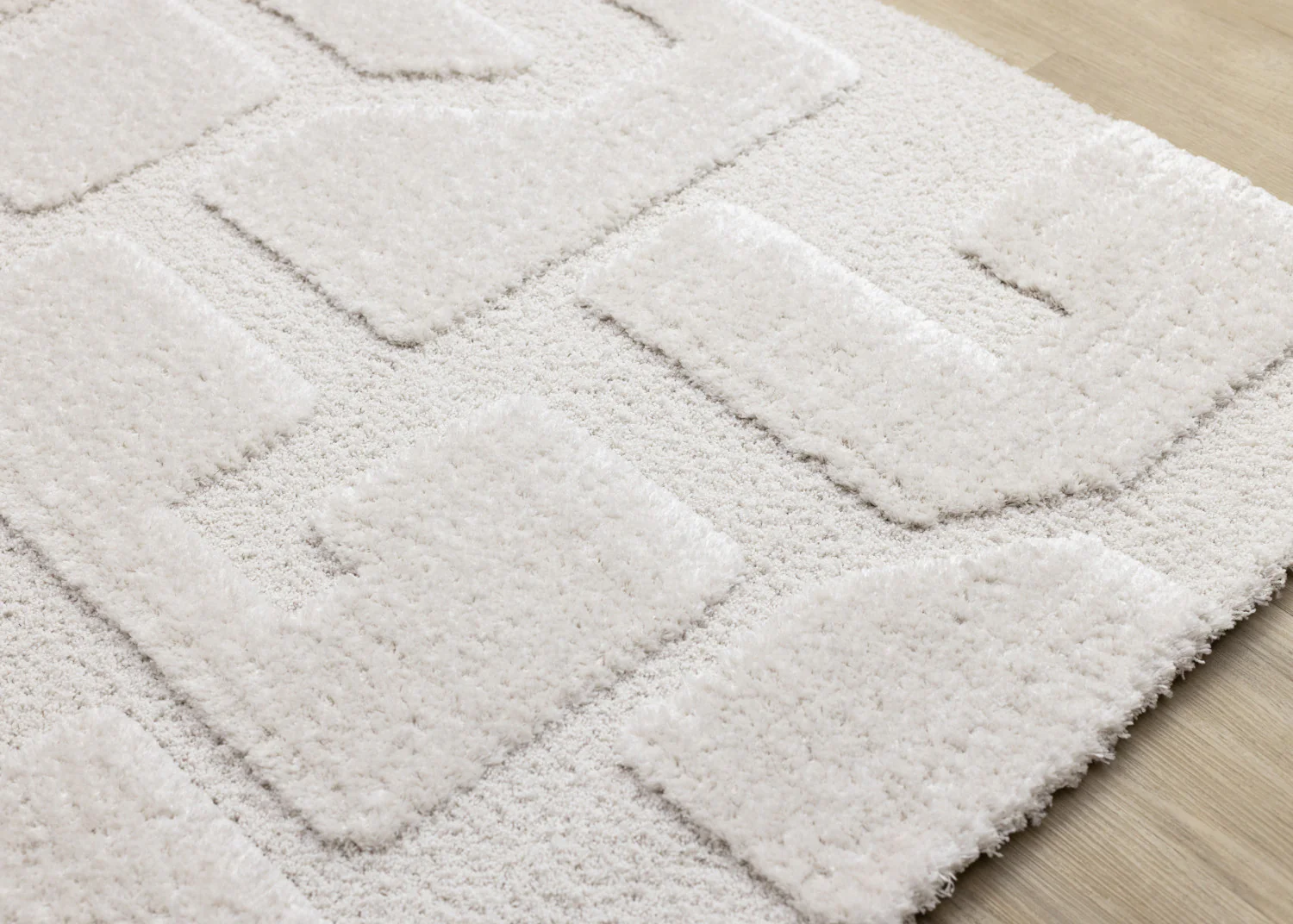Luxury Plush Textured Shapes Area Rug - 5' X 8' - Cream - Image 4