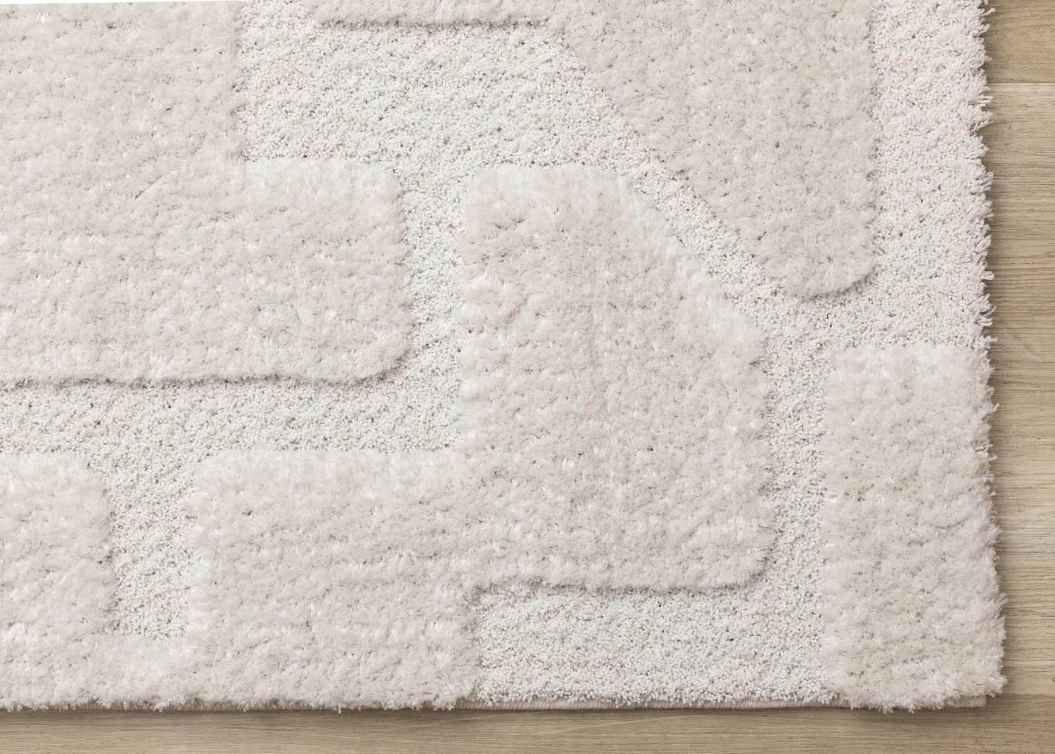 Luxury Plush Textured Shapes Area Rug - 5' X 8' - Cream - Image 6