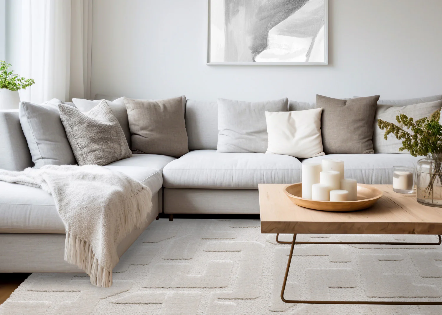Luxury Plush Textured Shapes Area Rug - 8' X 11' - Cream - Image 3
