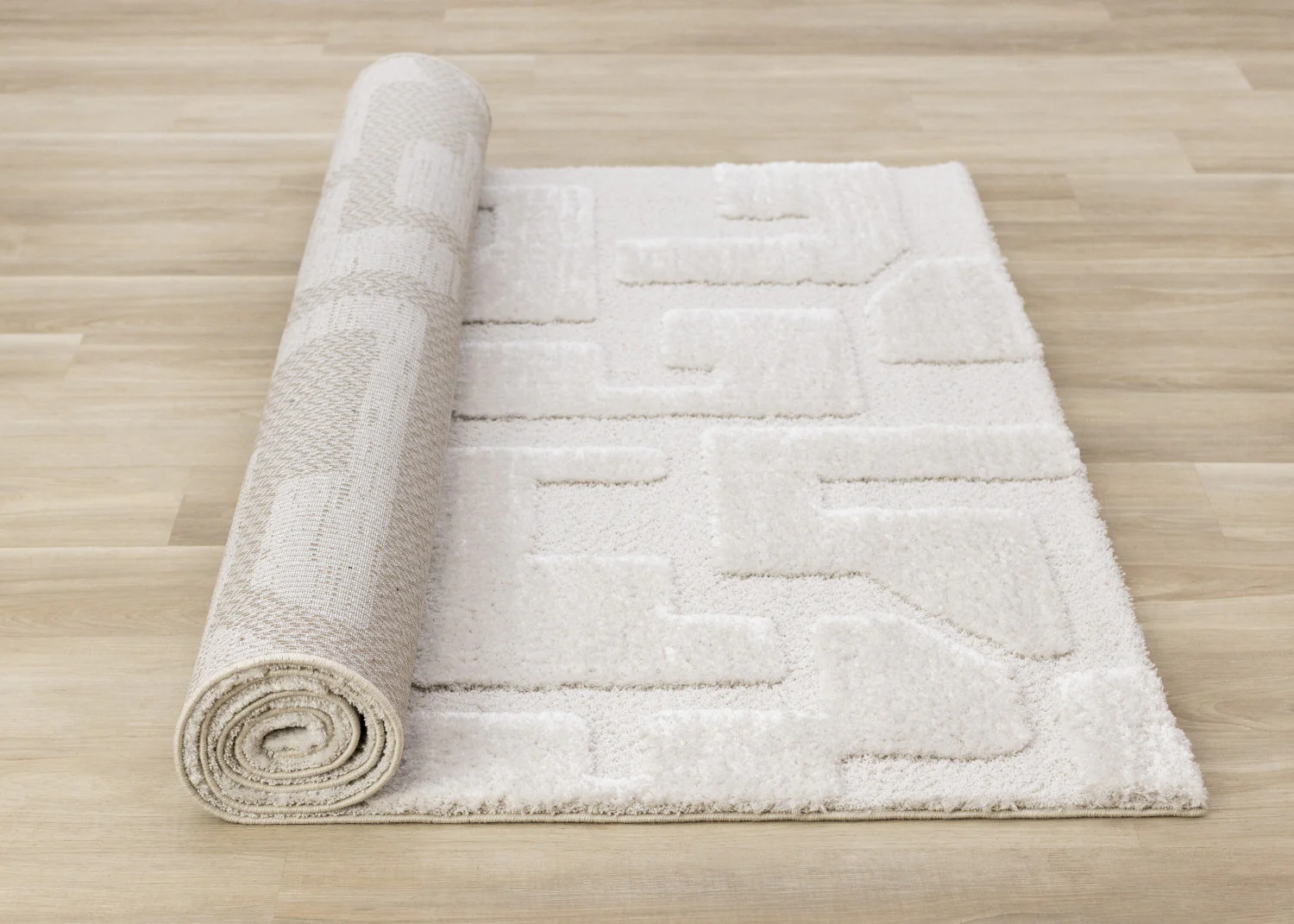 Luxury Plush Textured Shapes Area Rug - 8' X 11' - Cream - Image 8