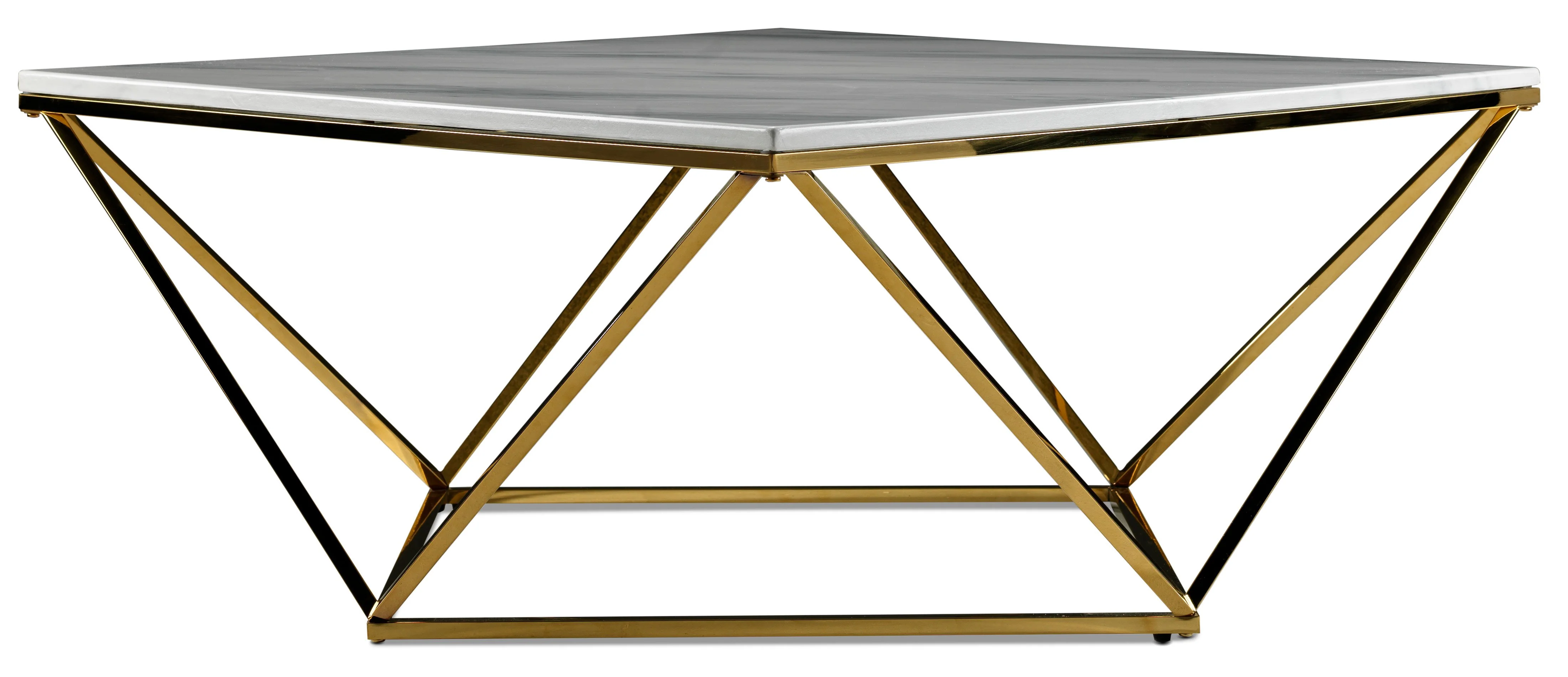 Lynn 39" Coffee Table - Marble and Gold - Image 2