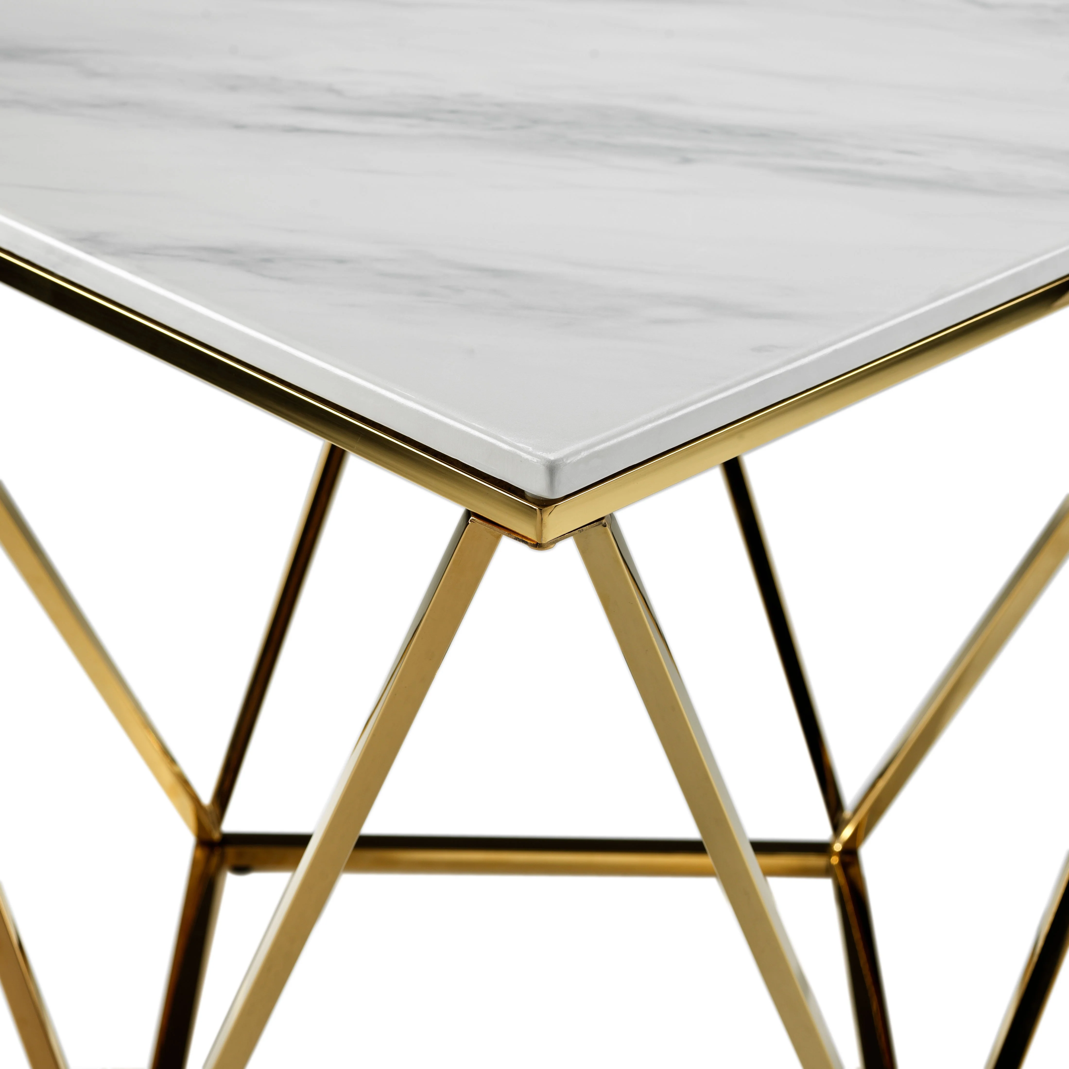 Lynn 39" Coffee Table - Marble and Gold - Image 3