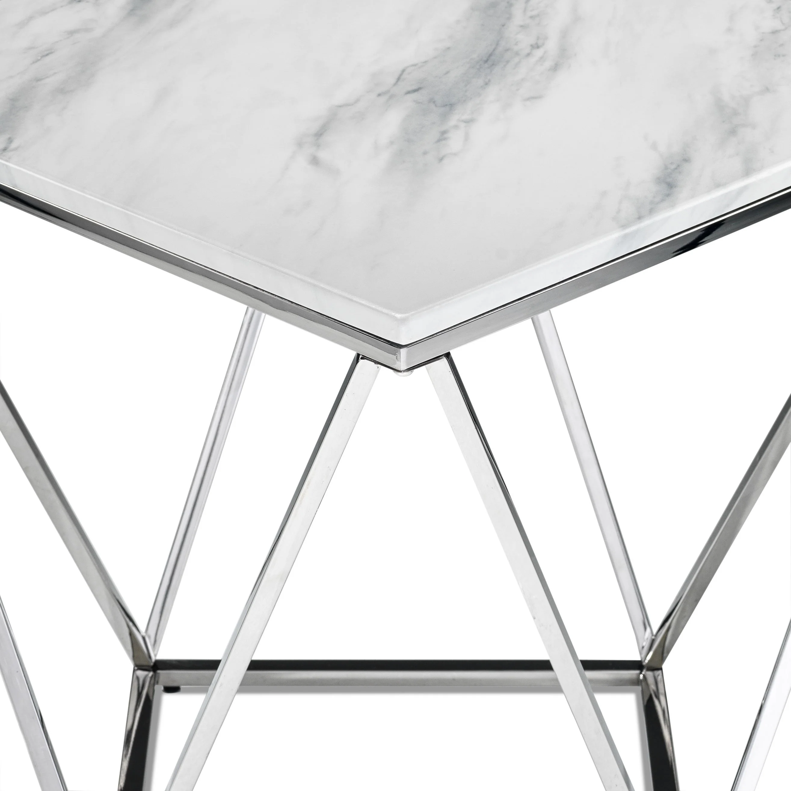 Lynn 39" Coffee Table - Marble and Stainless Steel - Image 3