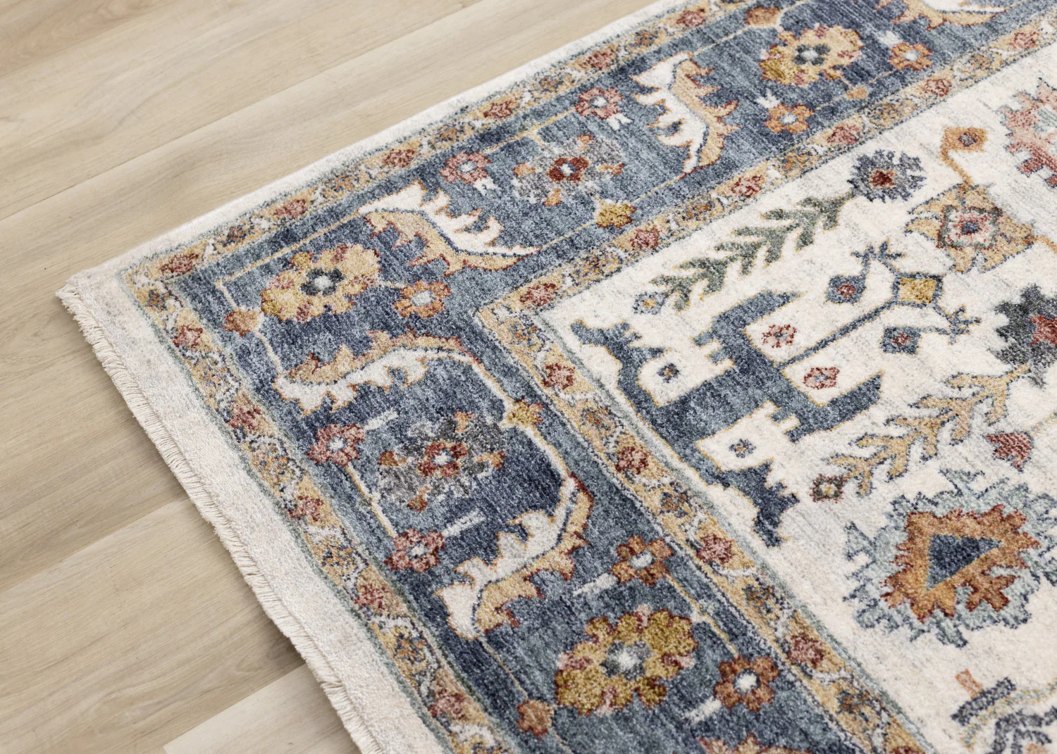 Macie Traditional Border Area Rug - 5' X 8' - Cream/Blue - Image 12