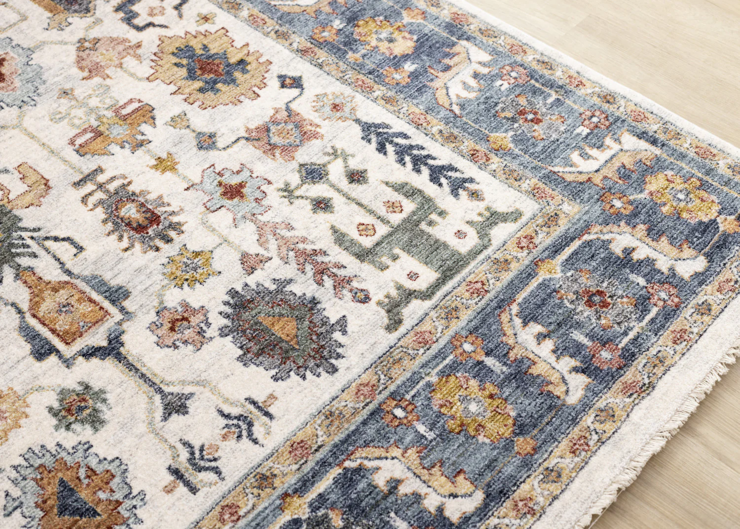 Macie Traditional Border Area Rug - 8' X 11' - Cream/Blue - Image 4