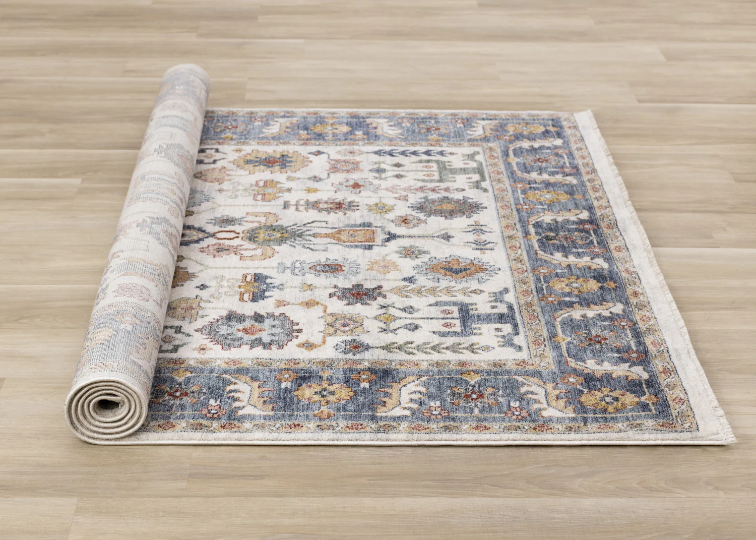 Macie Traditional Border Area Rug - 8' X 11' - Cream/Blue - Image 8