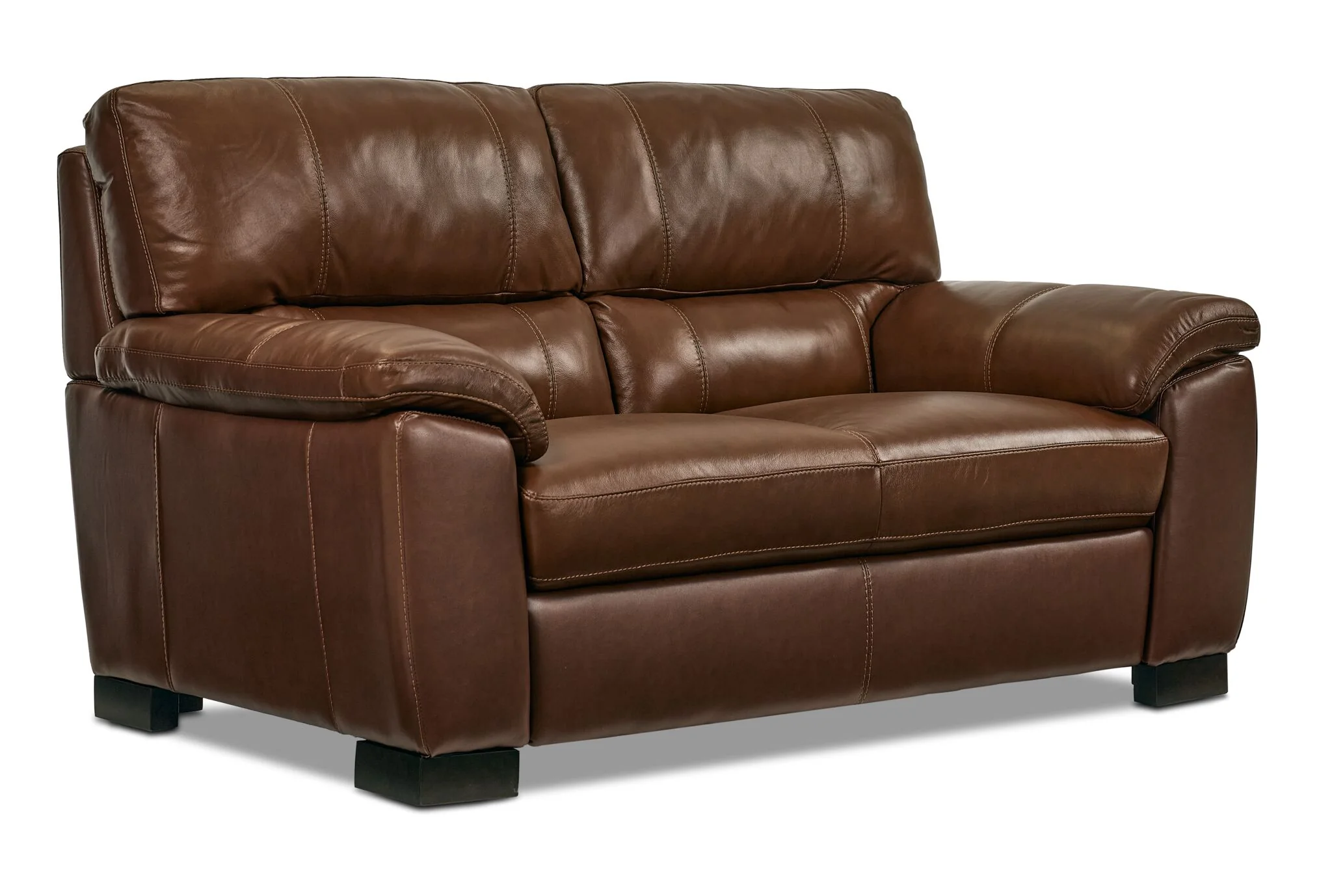 Maddox Leather Sofa and Loveseat Set - Cognac - Image 3