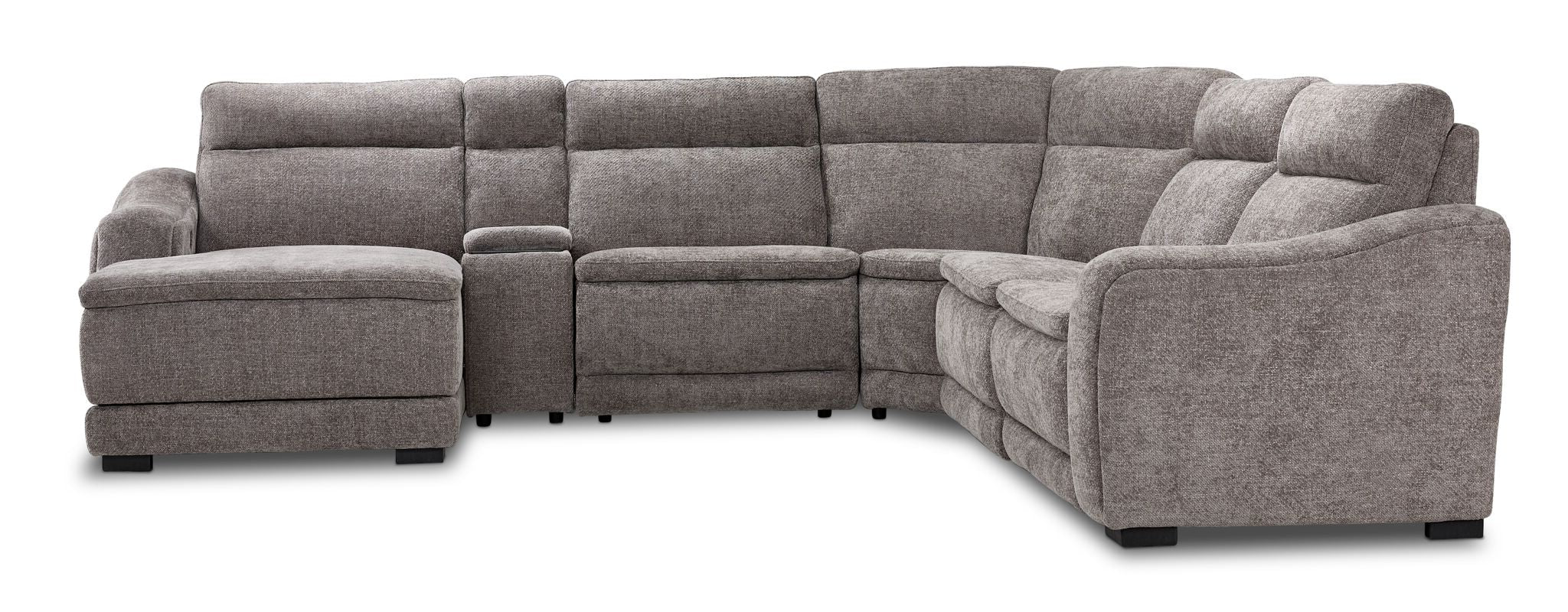 Madison 6-Piece Dual Power Reclining Sectional with Left-Facing Chaise - Brown - Image 2