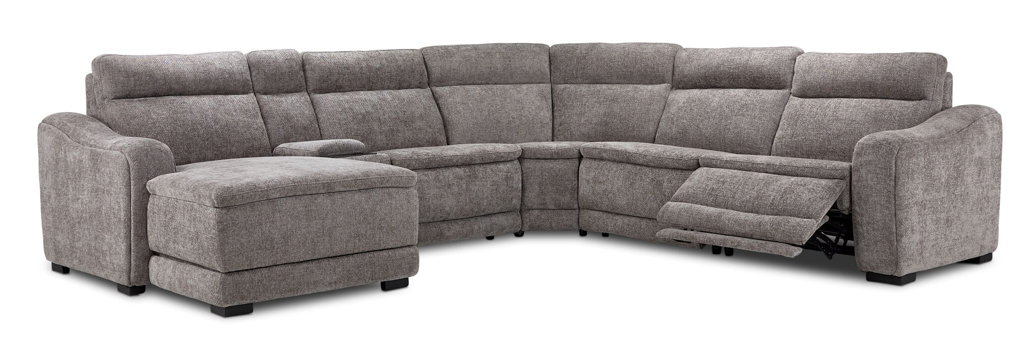 Madison 6-Piece Dual Power Reclining Sectional with Left-Facing Chaise - Brown - Image 3
