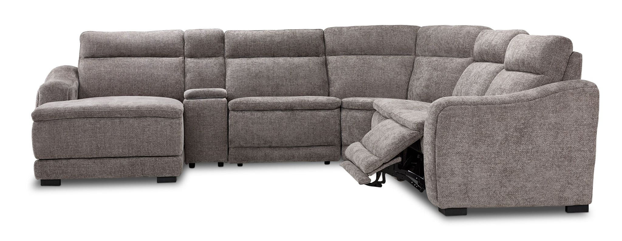 Madison 6-Piece Dual Power Reclining Sectional with Left-Facing Chaise - Brown - Image 4