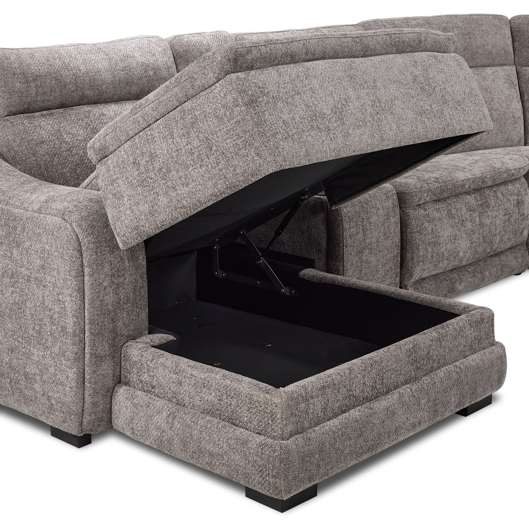Madison 6-Piece Dual Power Reclining Sectional with Left-Facing Chaise - Brown - Image 5