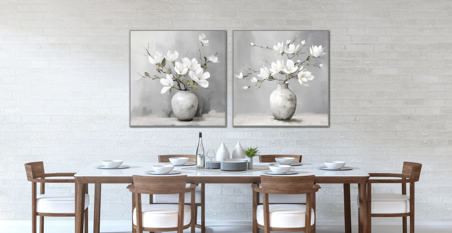 Magnolia Whispers I Wall Art - White/Grey - 32 X 32 - Image 2