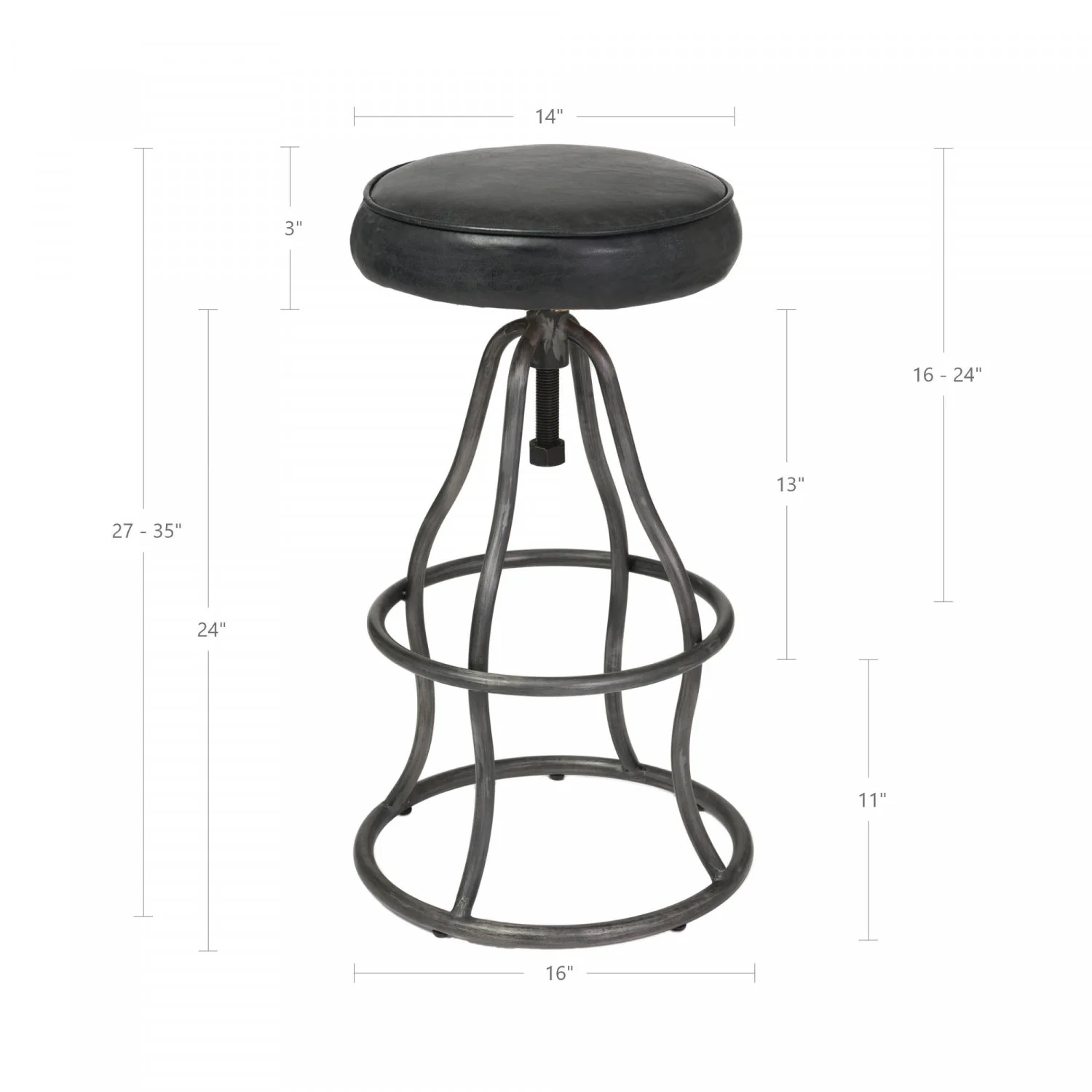 Maloe Leather Bar Stool - Black - Image 2