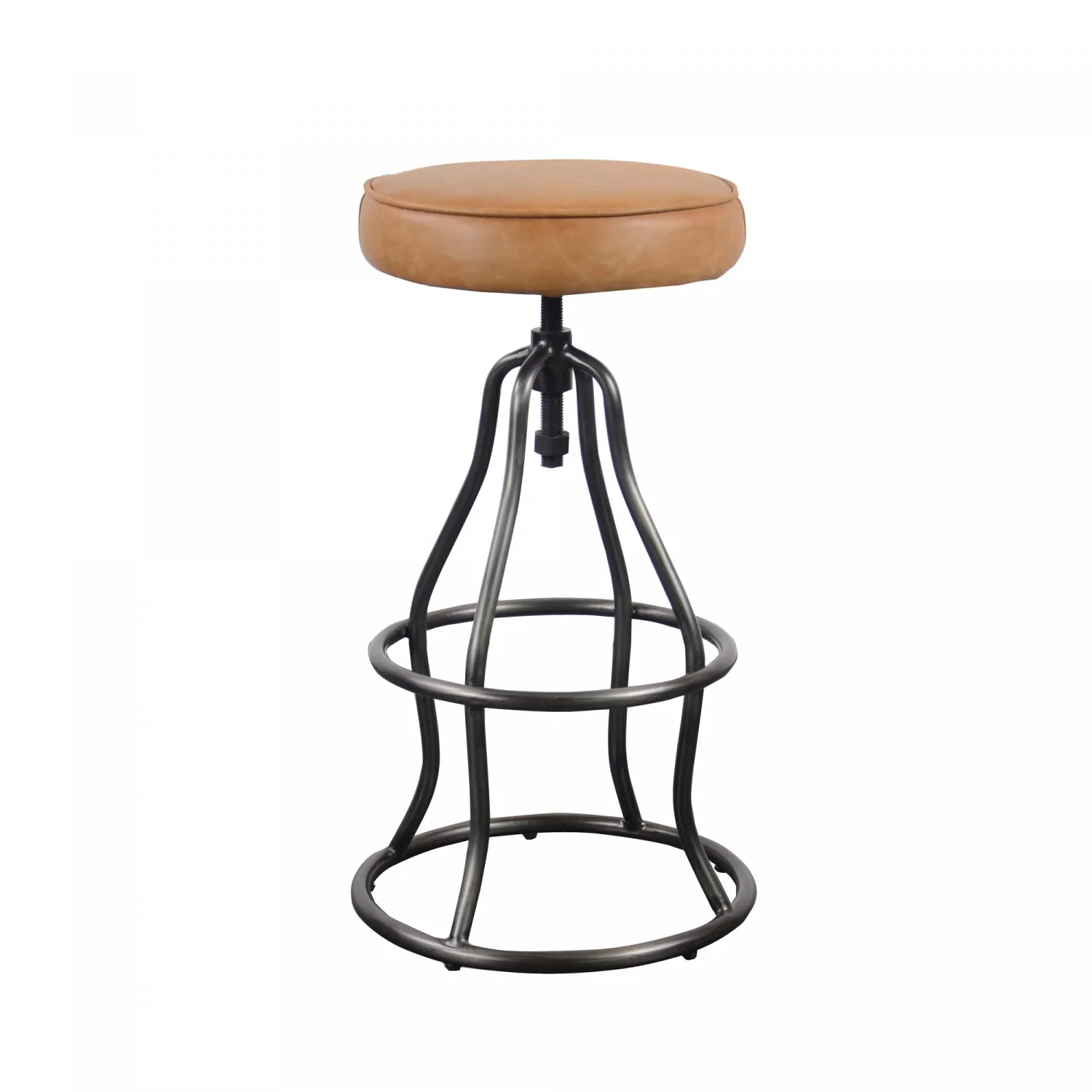 Maloe Leather Bar Stool - Cognac - Image 2