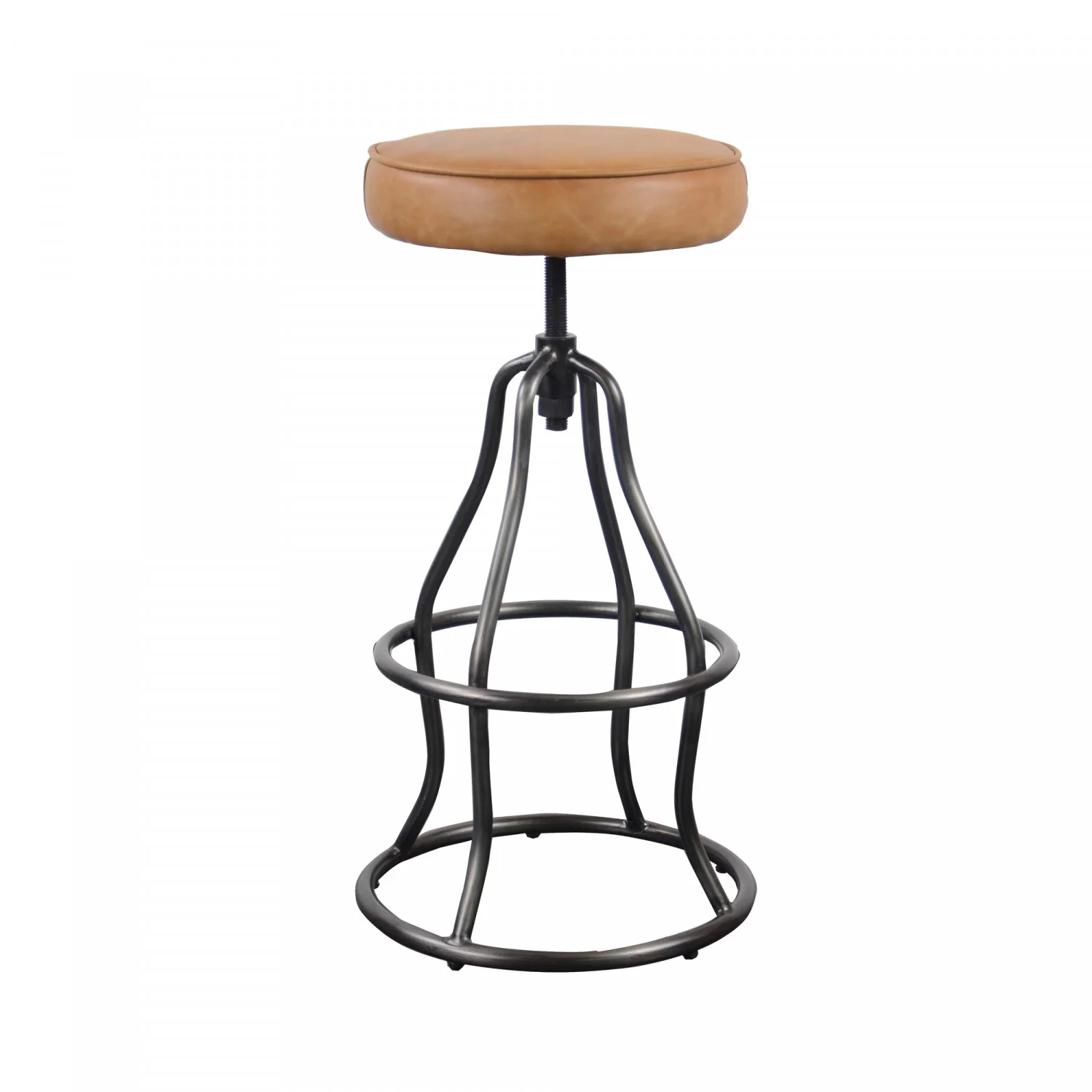 Maloe Leather Bar Stool - Cognac - Image 3