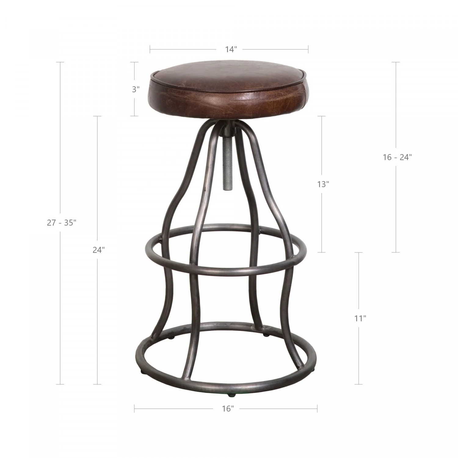 Maloe Leather Bar Stool - Vintage Brown - Image 3